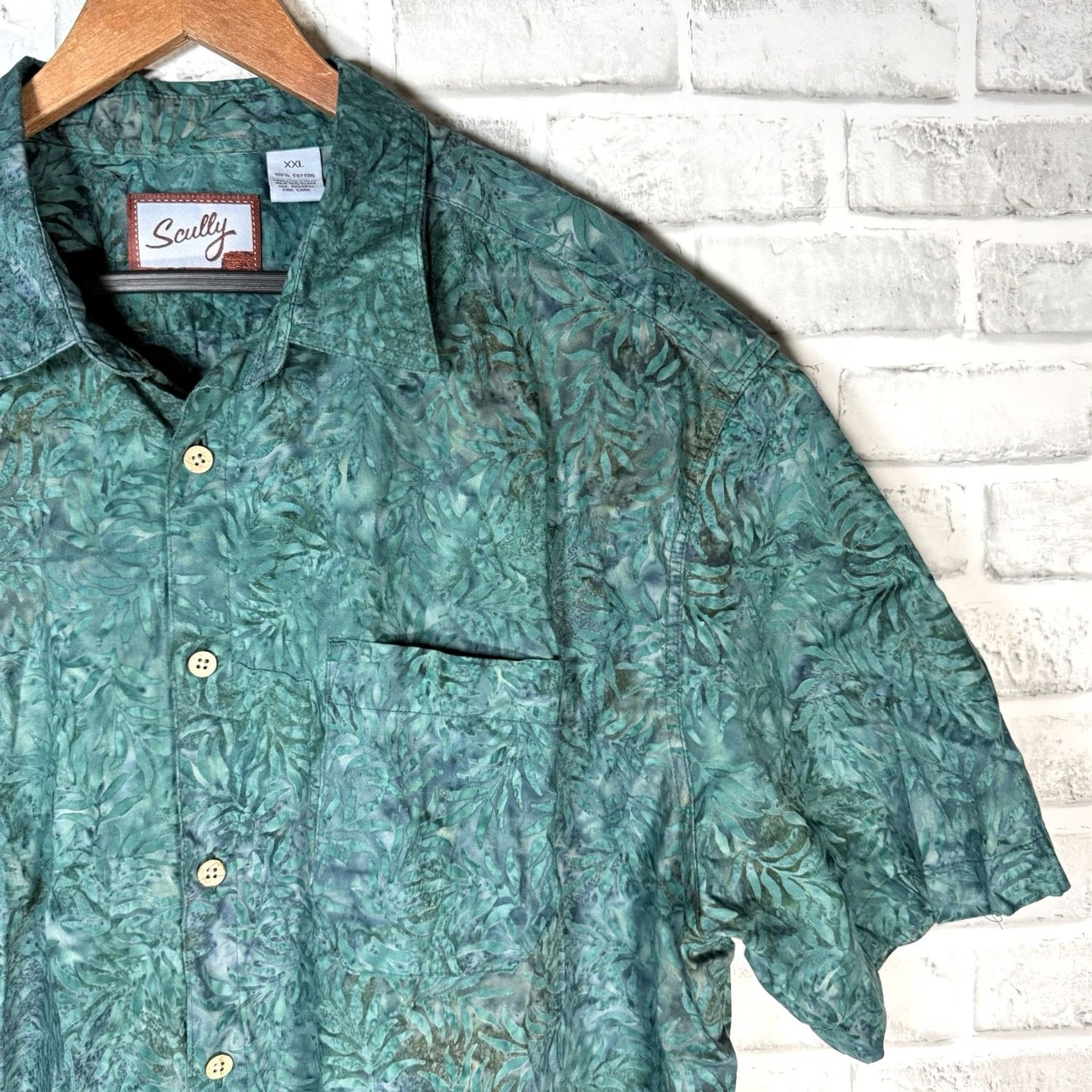 Scully Scully Button-Down Shirt Short Sleeve 100% Cotton Mens XXL Blue Shirt Size US 39 - 2 Thumbnail