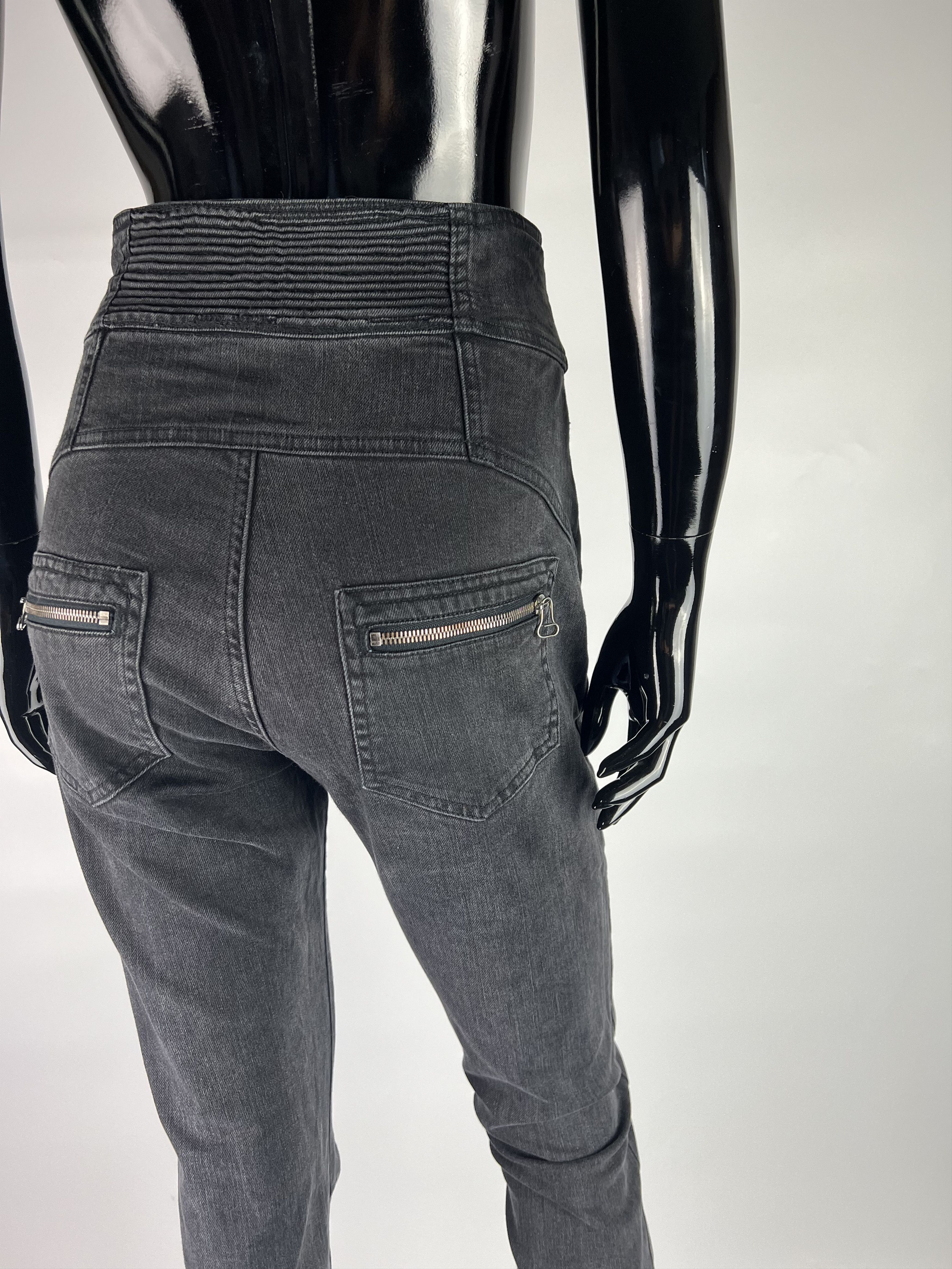 Balmain × Pierre Balmain Pierre Balmain Women's Jeans Gray Size 27 Size 27" / US 4 / IT 40 - 4 Thumbnail