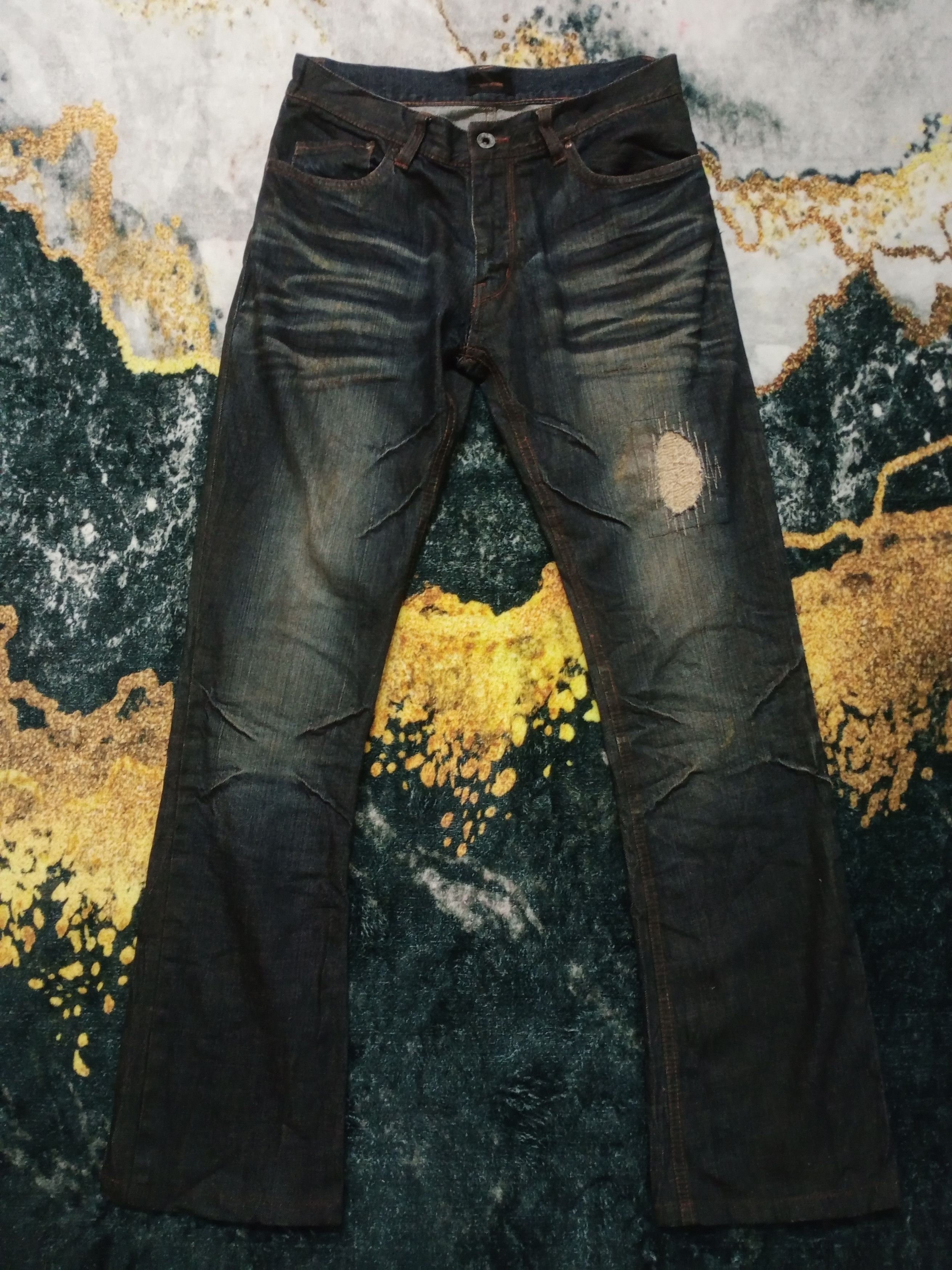 Vintage Tete Homme Issey Miyake Flare Distressed Denim Jeans