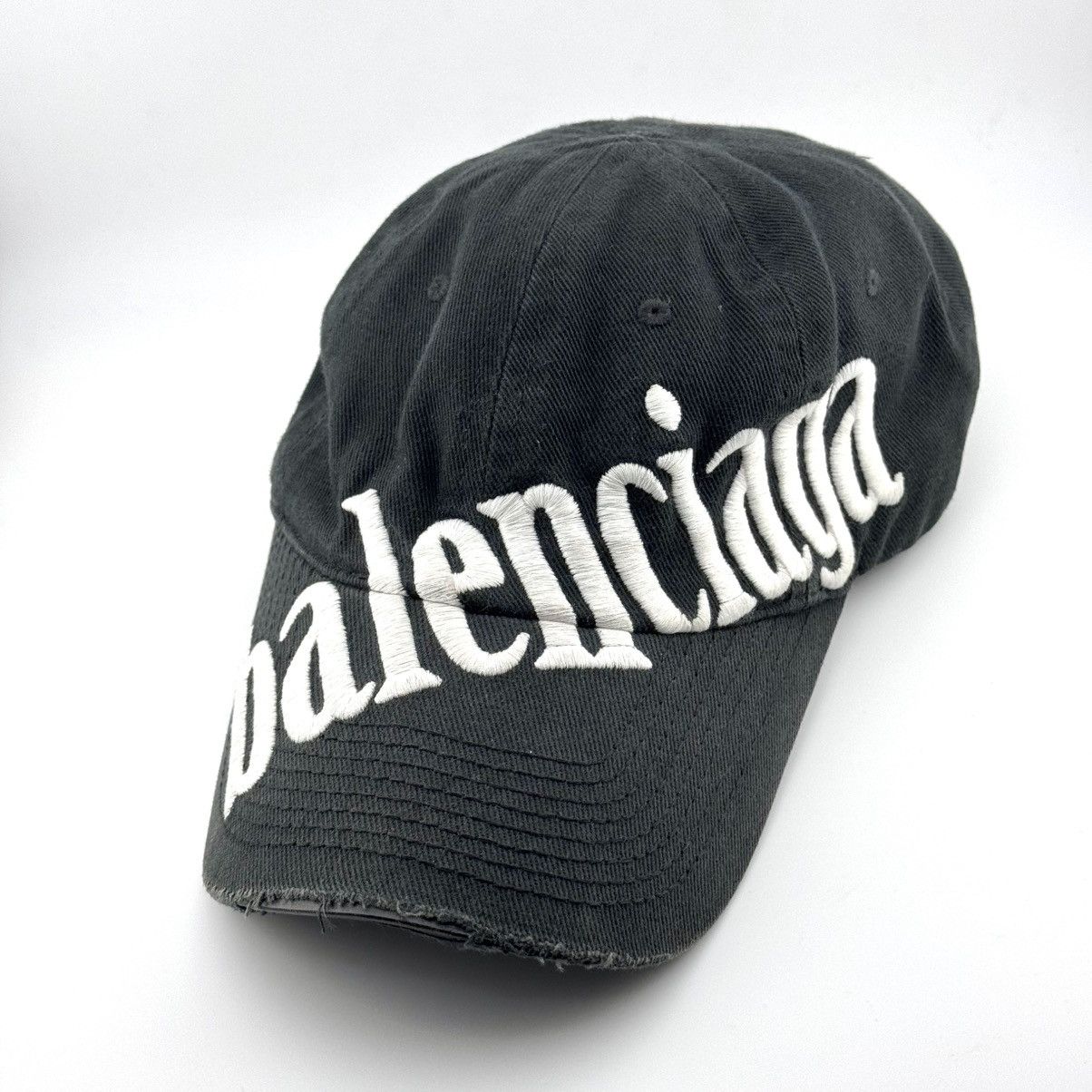 Balenciaga SS23 Balenciaga Diagonal Logo Embroidered Distressed Hat Size ONE SIZE - 2 Thumbnail