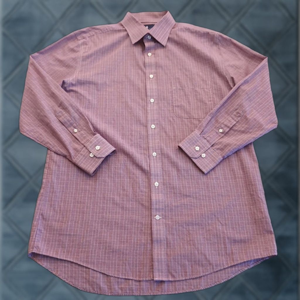 Stafford Stafford Shirt Mens 16.5 Purple Plaid Long Sleeve Button-Up Size US XL / EU 56 / 4 - 1 Thumbnail