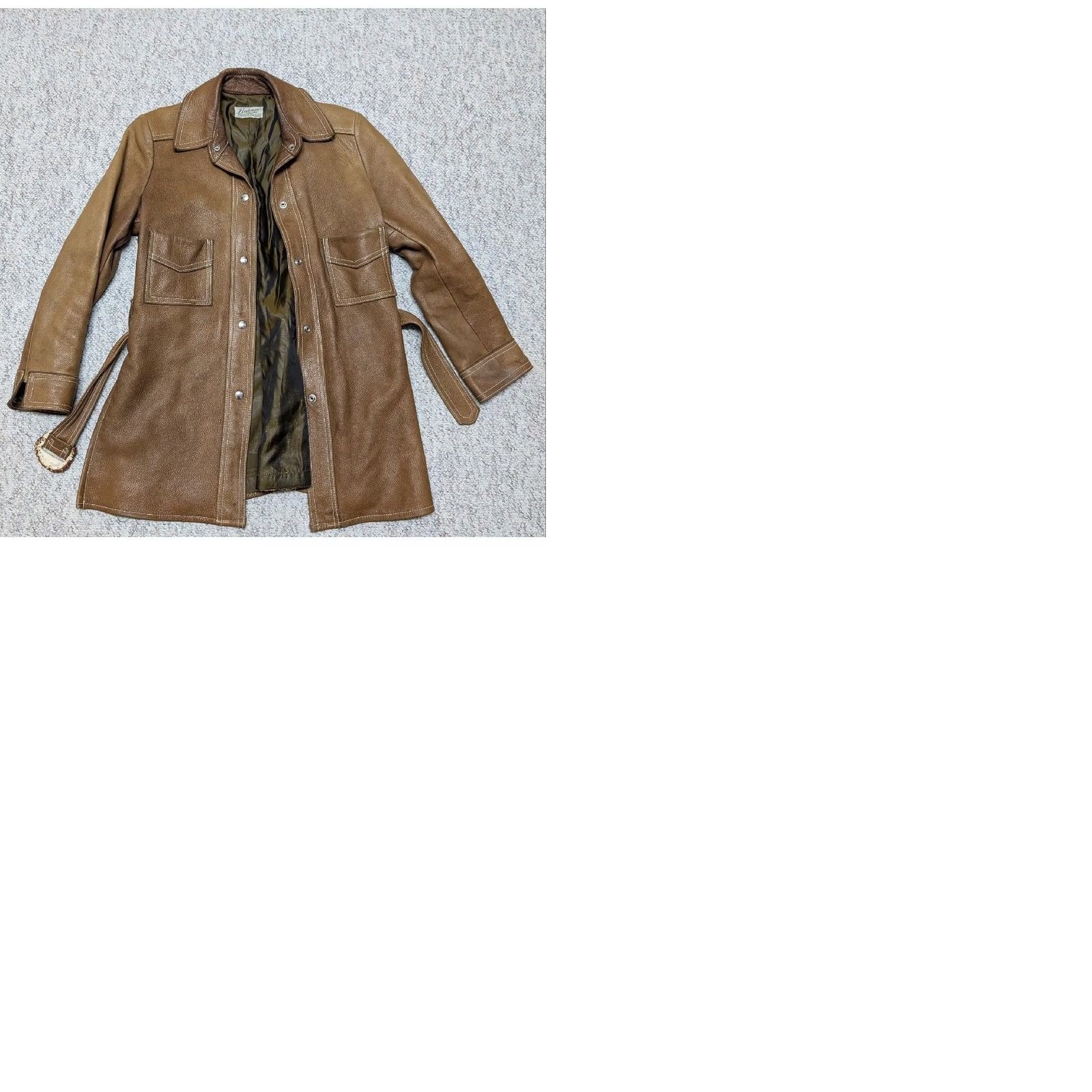Vintage VINTAGE Buckskin Belted overcoat Brown deerskin leather Buckskin Belt Buckle 1970s Women M Hippie Boho Western Trench Coat Snap Belt #Mens Womens Size M / US 6-8 / IT 42-44 - 9 Thumbnail