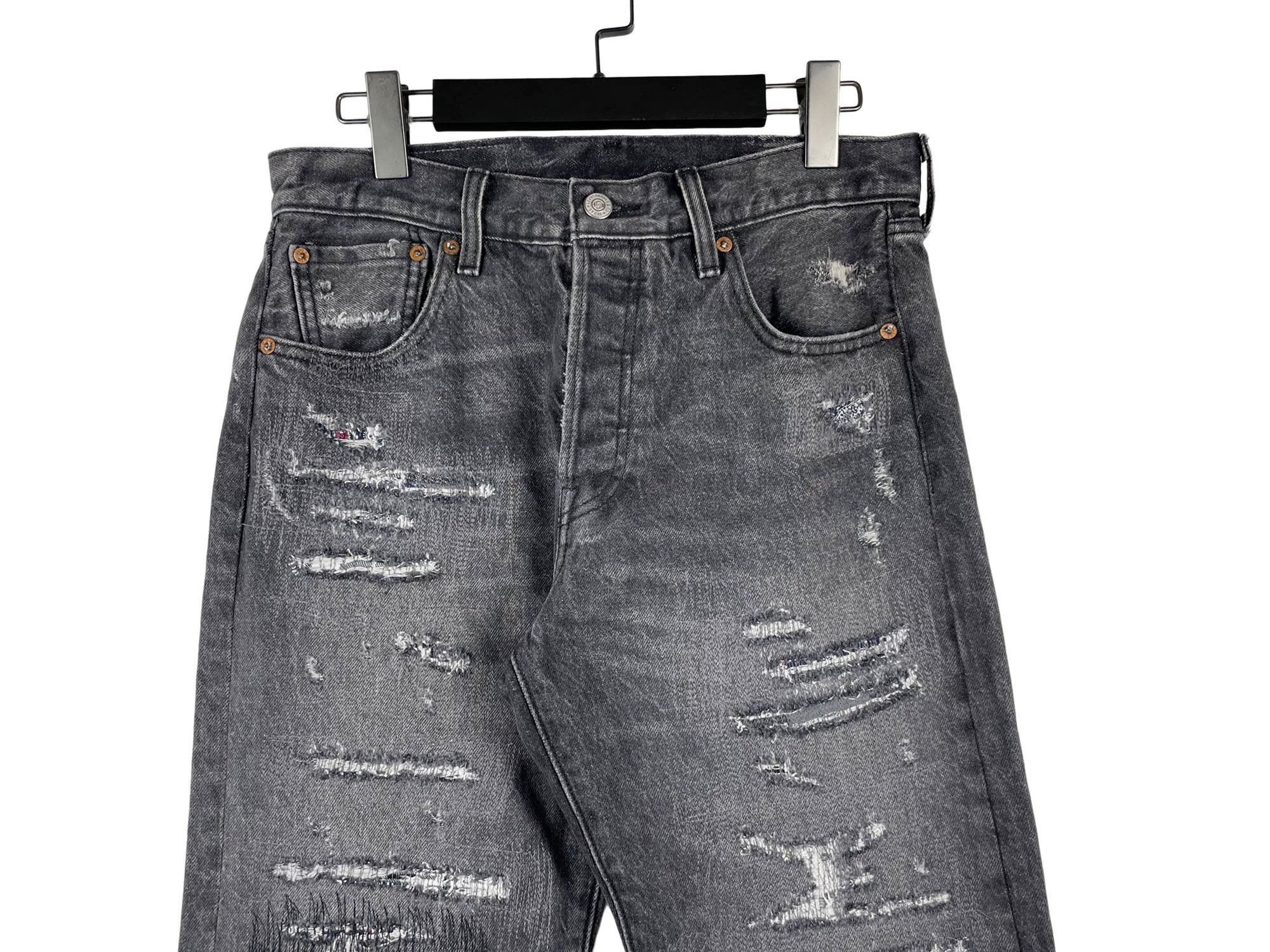 Levi's Levi’s x CLOT UNIONRAIL 501 Black Distressed Jeans Size US 30 / EU 46 - 3 Thumbnail