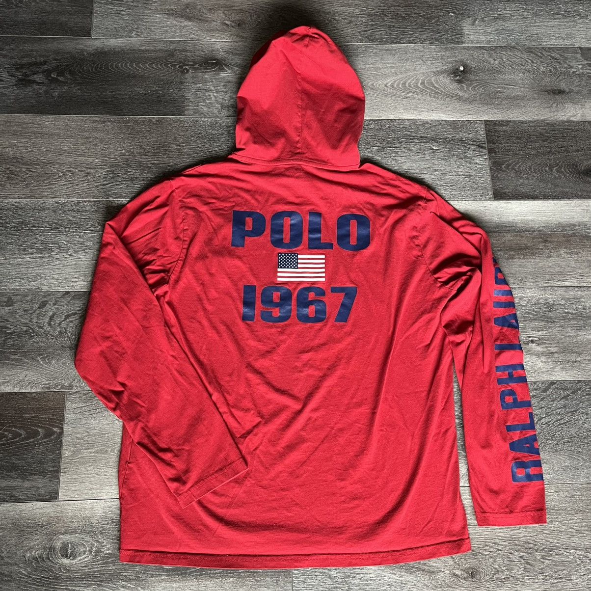 Polo Ralph Lauren × Vintage Vintage Polo Ralph Lauren Big Pony Flag USA Logo Tee Hoodie Size US L / EU 52-54 / 3 - 2 Thumbnail