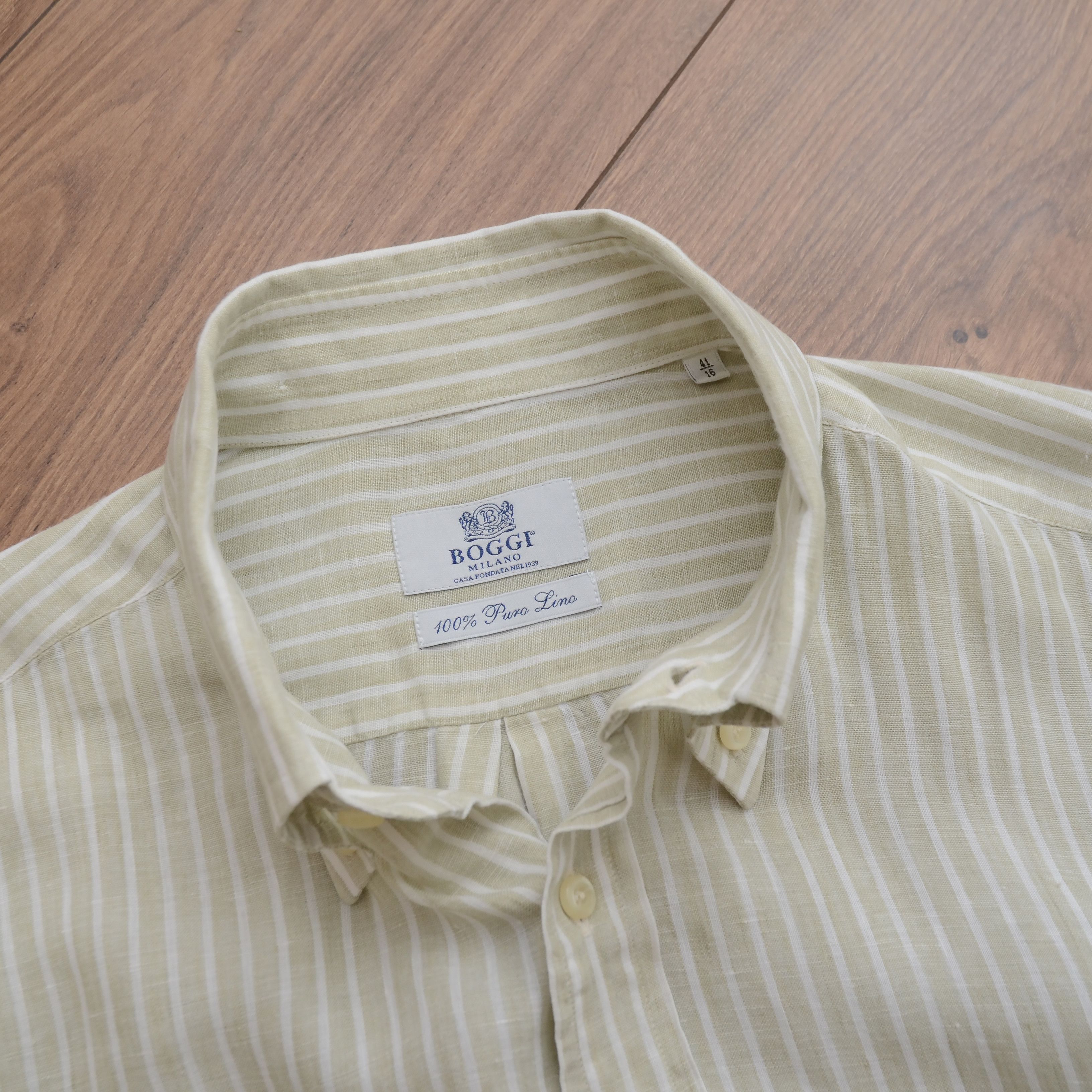 Boggi Boggi Milano 100% Pure Linen Shirt Striped Size US L / EU 52-54 / 3 - 11 Thumbnail
