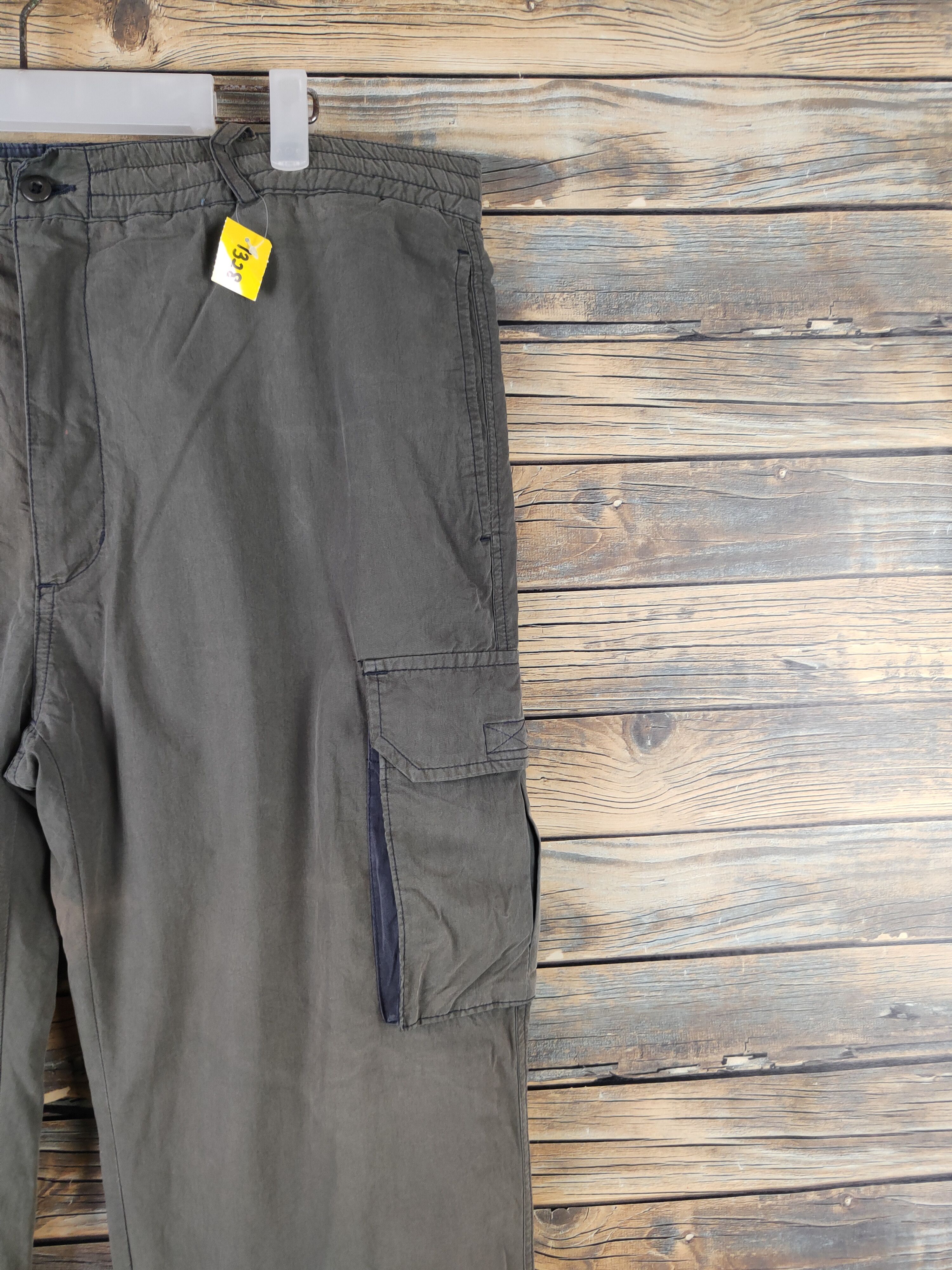 Japanese Brand DL Japanese Brand Olive Faded Multipocket Cargo Pants #1328 Size US 33 - 5 Thumbnail