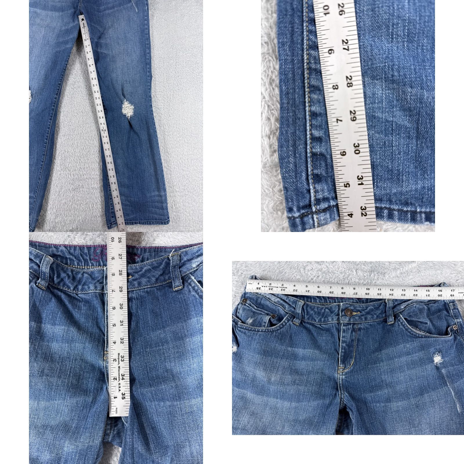 Denime dELiA*s Jeans Women's Blue Denim Bootcut 32x32 Mid Rise Distressed 5-Pocket Cotton Regular Size 15 Vintage No Size 36" / US 14 / IT 50 - 8 Thumbnail