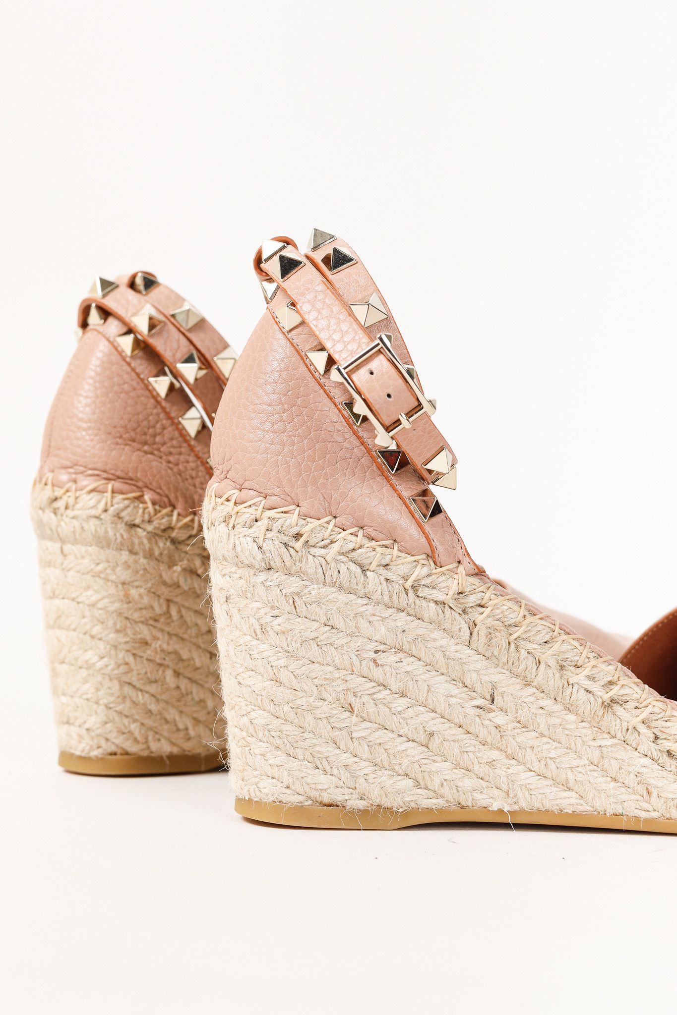 Valentino Valentino Garavani Rockstud Wedge Leather Espadrille Size US 7.5 / IT 37.5 - 8 Thumbnail