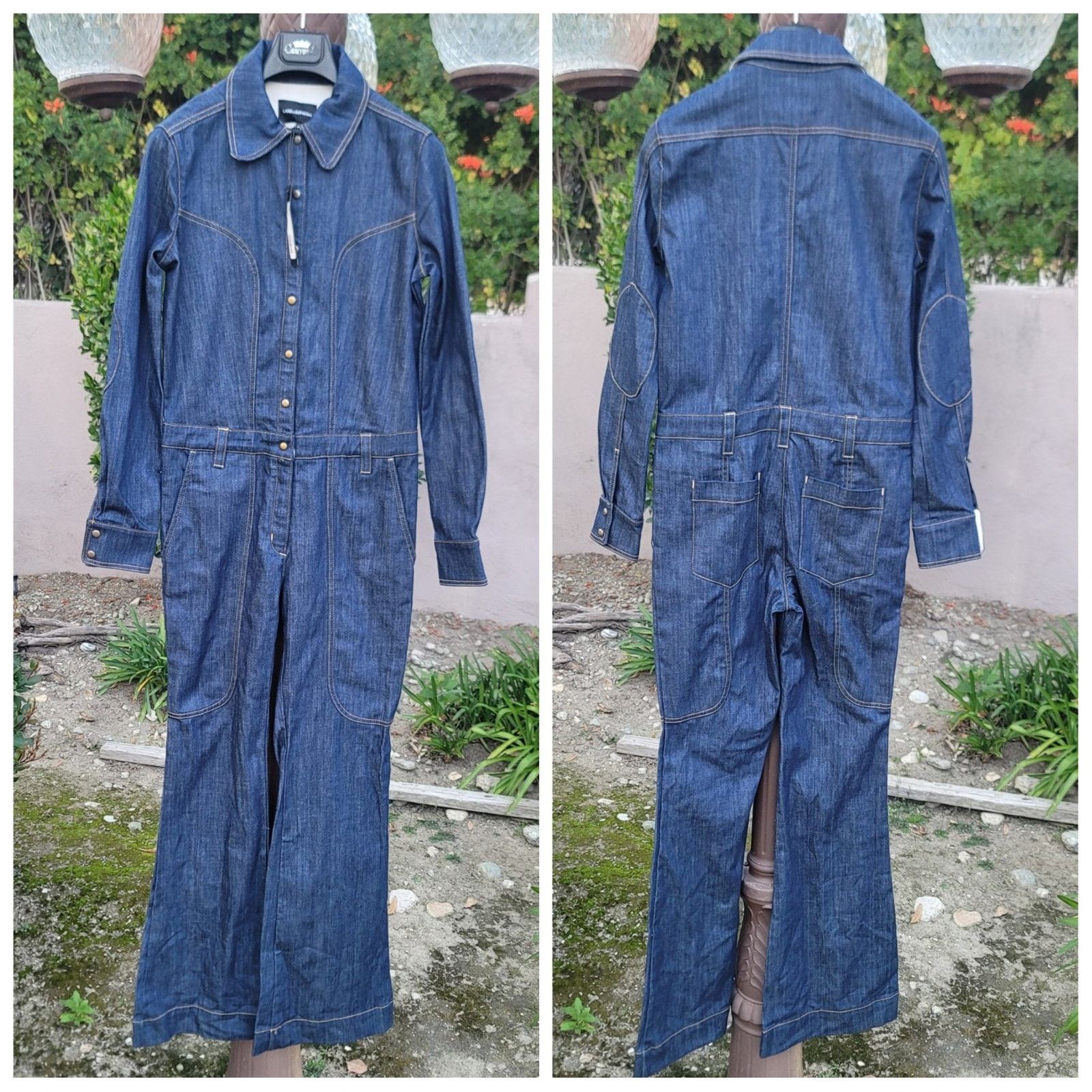 The Unbranded Brand Land Of Distraction 70’s Inspired Denim Flared Jumpsuit Size 26" / US 2 / IT 38 - 1 Thumbnail