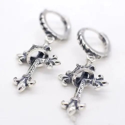 VIBE 925 Silver Plated Cross Dangle Drop Earrings for Men Women Size ONE SIZE - 4 Thumbnail
