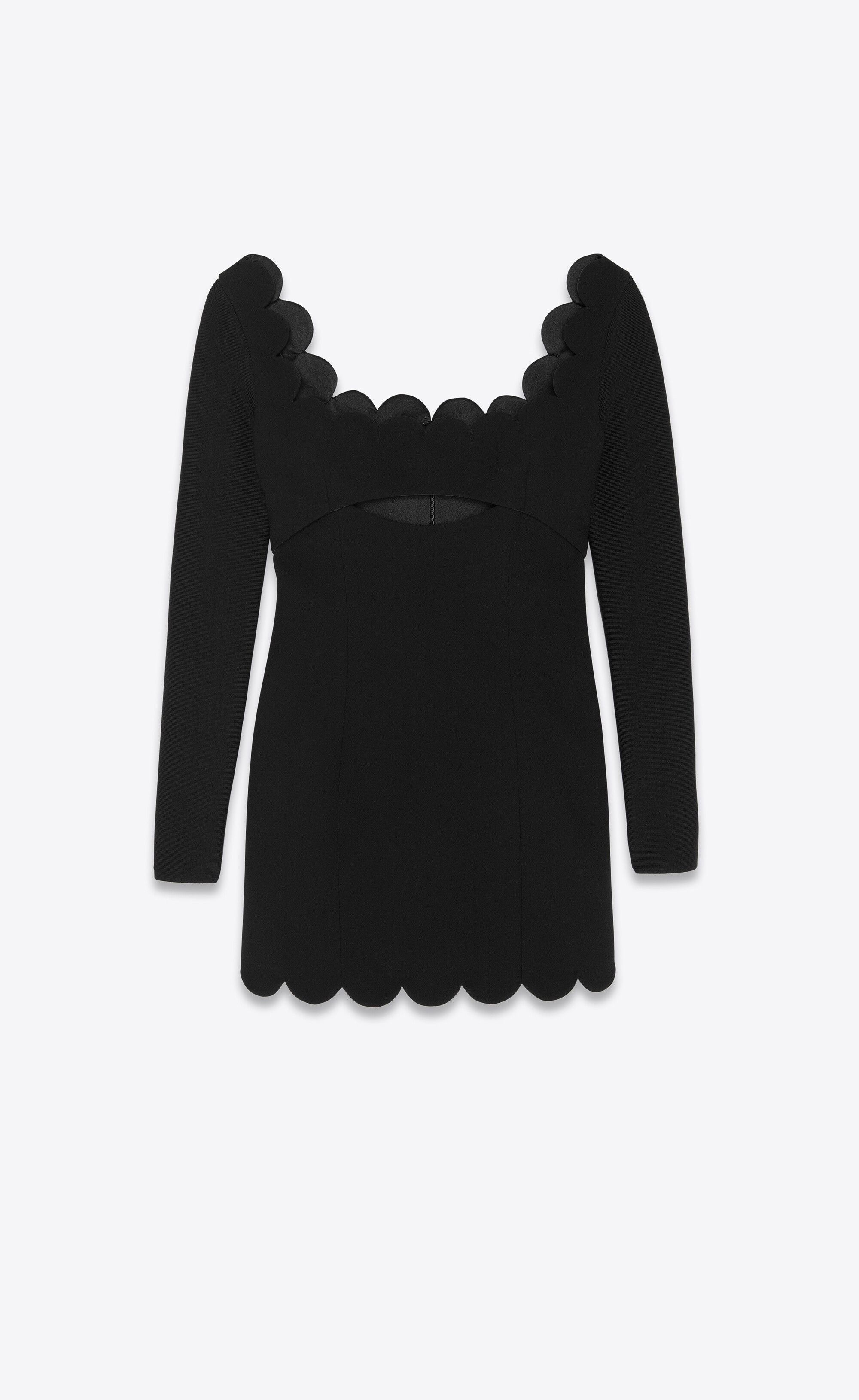 Saint Laurent Paris o1s1wg111224 Short Cut-out Dress In Double Sablé in Black Size L / US 10 / IT 46 - 1 Thumbnail
