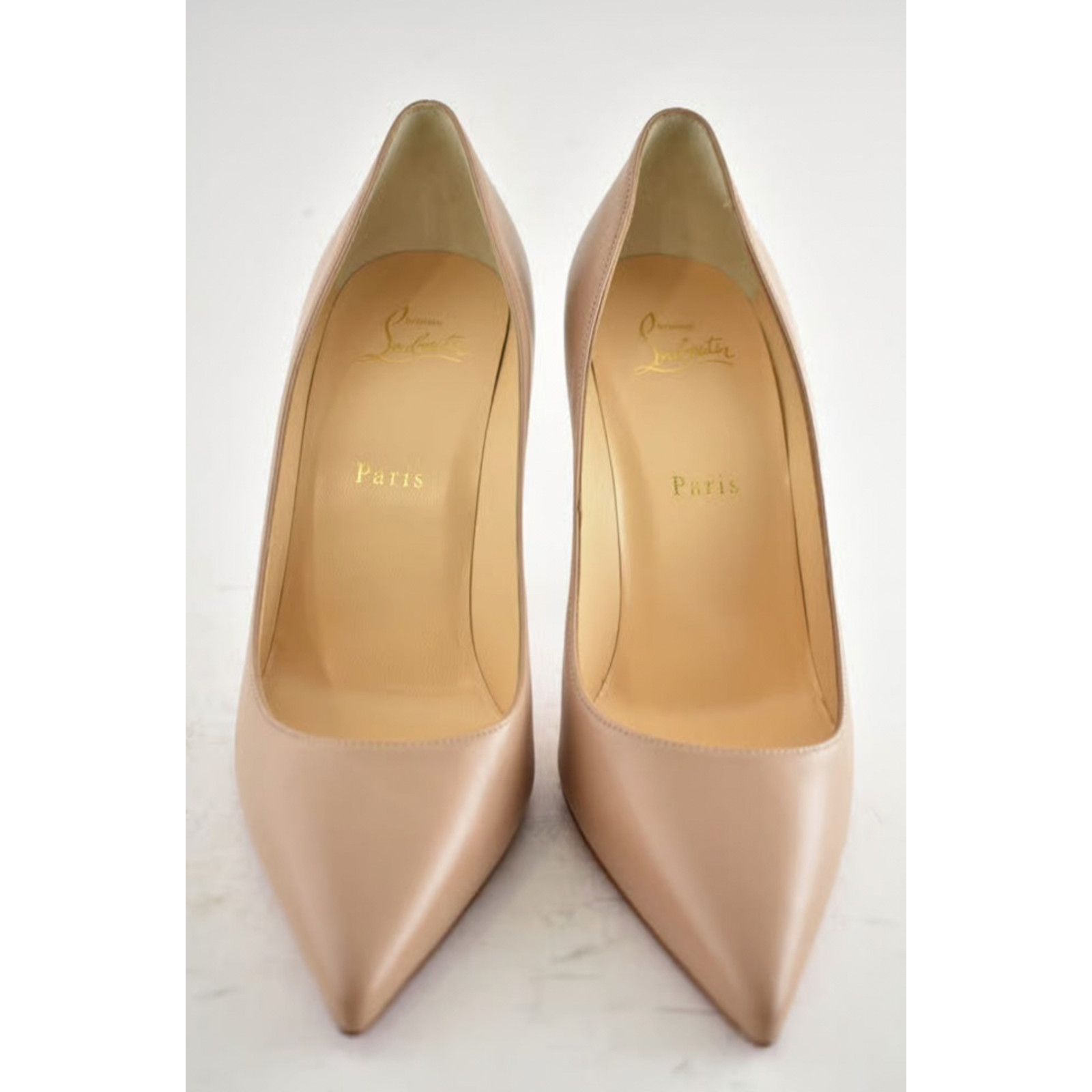 Christian Louboutin Kate 100 Nude Nappa Leather Pointed Classic Heel Pump 39 Size US 9 / IT 39 - 5 Thumbnail