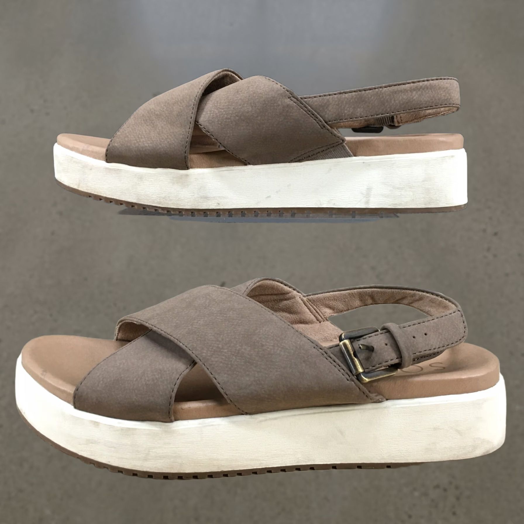 Vintage SOUL Naturalizer Sandal Womens 8.5 M Honor Wedge Cross Strap Slingback Brown Size US 9 / IT 39 - 1 Thumbnail