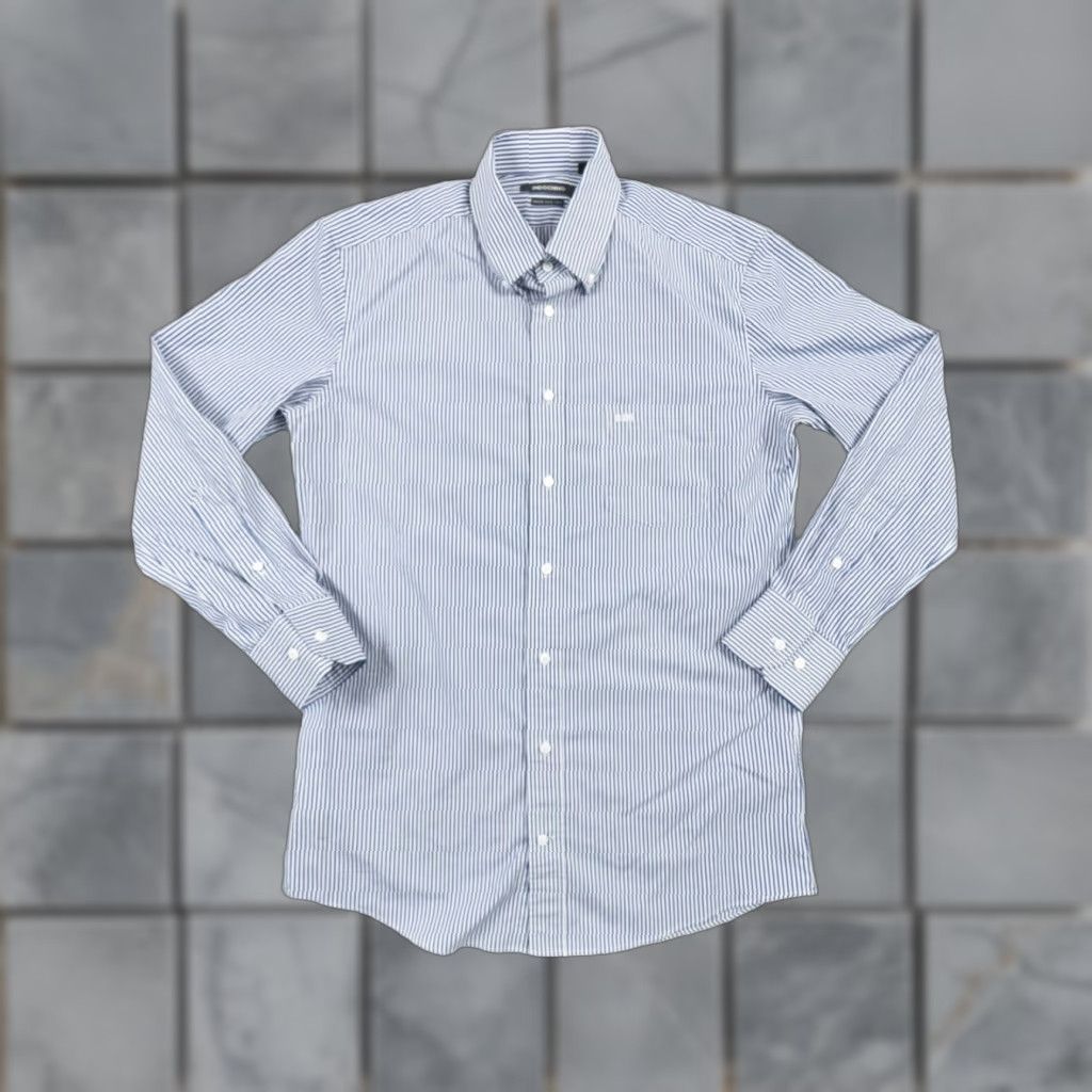 Vintage INDOCHINO Shirt Adult Medium Long Sleeve Button-Down Striped Blue White Mens Regular Fit Size US L / EU 52-54 / 3 - 1 Thumbnail