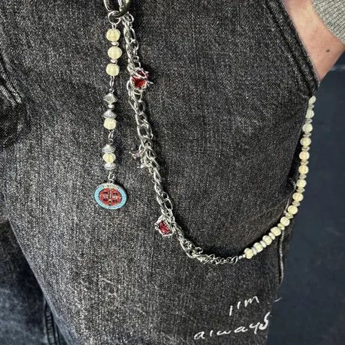 Jewelry Silver and White Beaded Chain Wallet Accessory Size ONE SIZE - 5 Thumbnail
