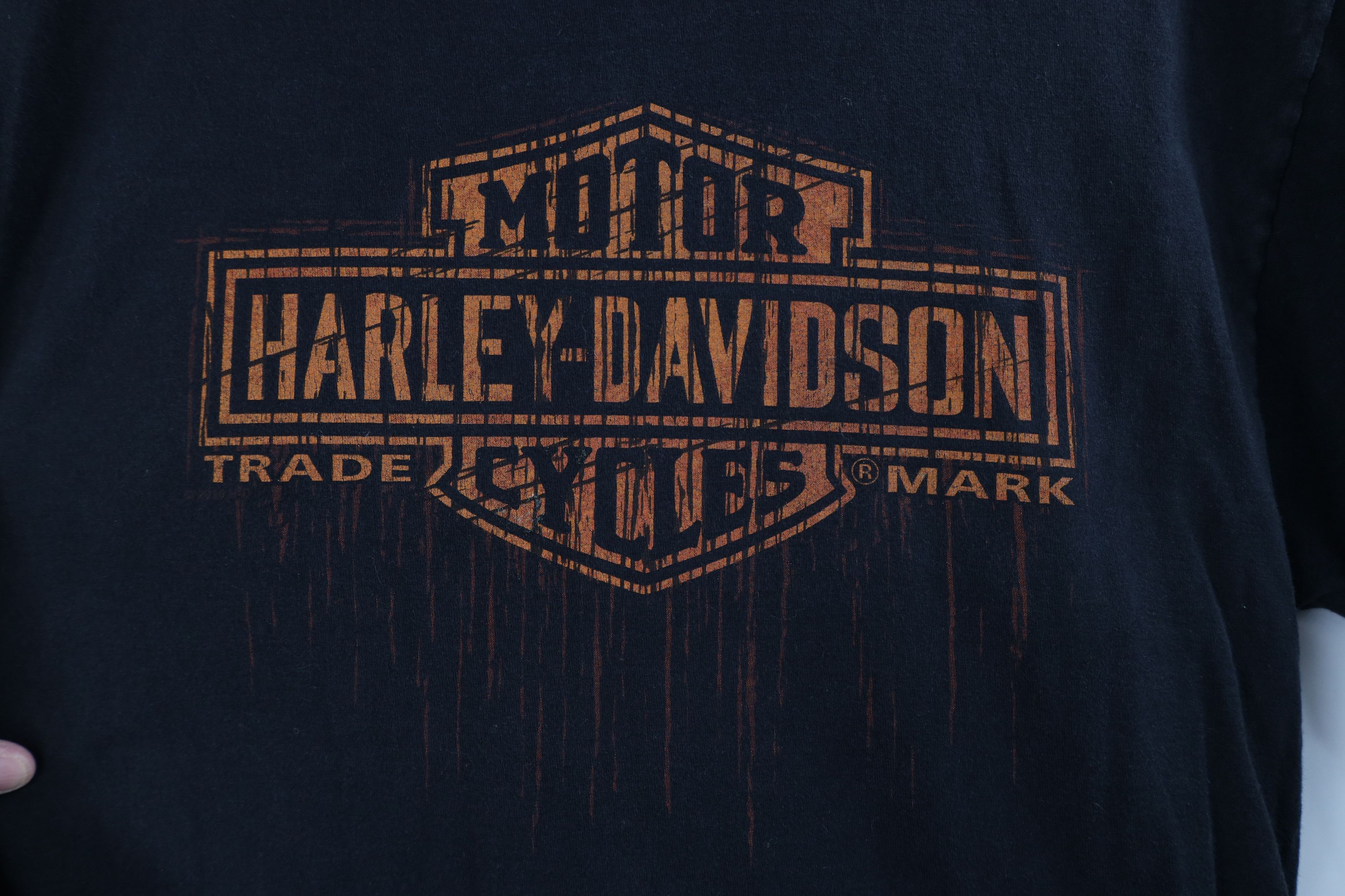 Harley Davidson × Vintage Vintage Y2K Harley Davidson Big Logo Drip T-Shirt Black Size US M / EU 48-50 / 2 - 4 Thumbnail