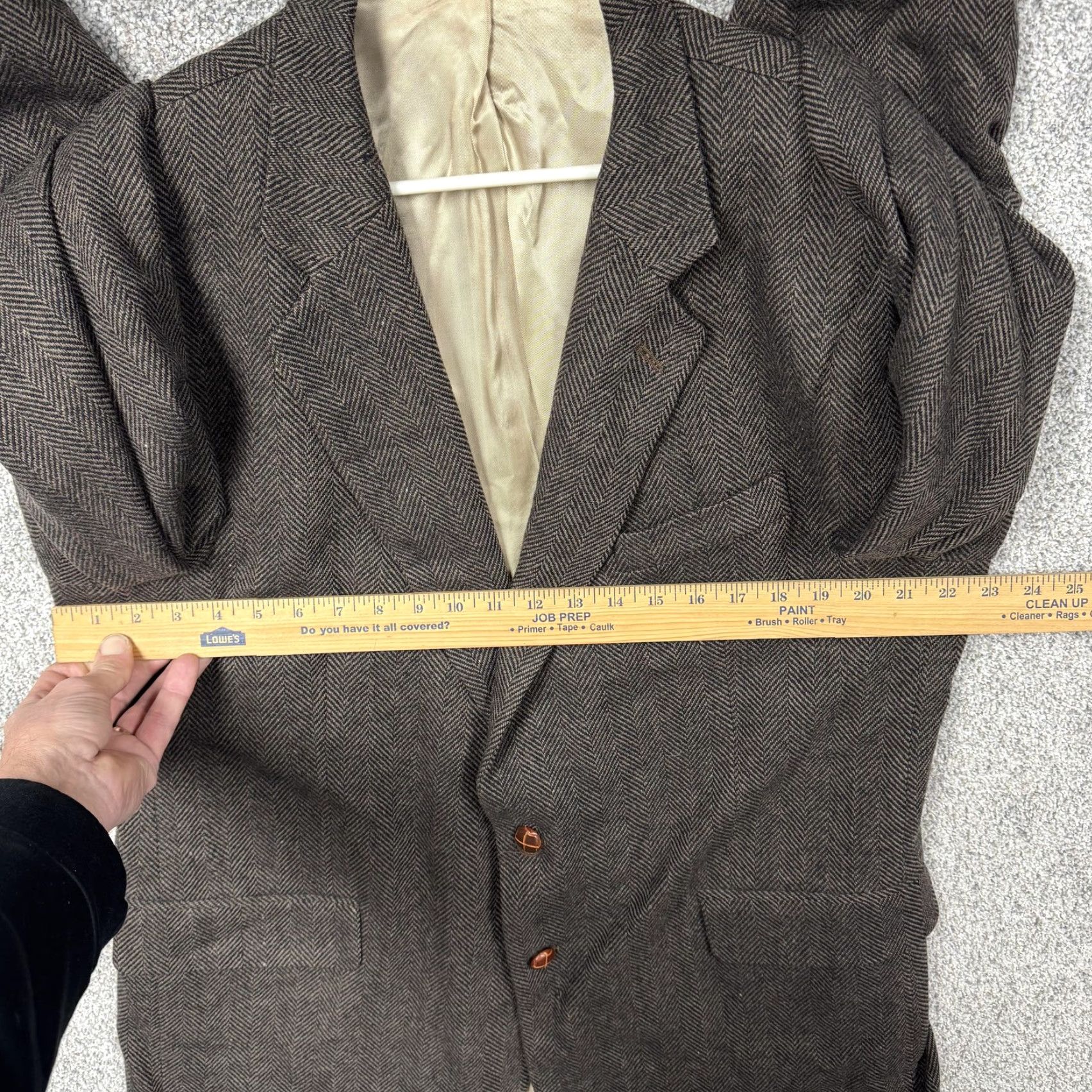 Vintage Boston's Trader Sport Coat Mens 46 Brown Wool Herringbone Tweed Blazer Classic Size 46R - 4 Thumbnail
