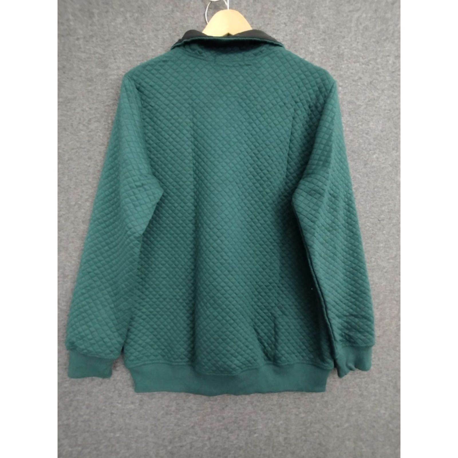Vintage Merokeety Green Quilted Pullover Sweatshirt Top L 4 Snap Closure Pocket Women 90s Winter Casual Knit Top Size L / US 10 / IT 46 - 2 Thumbnail