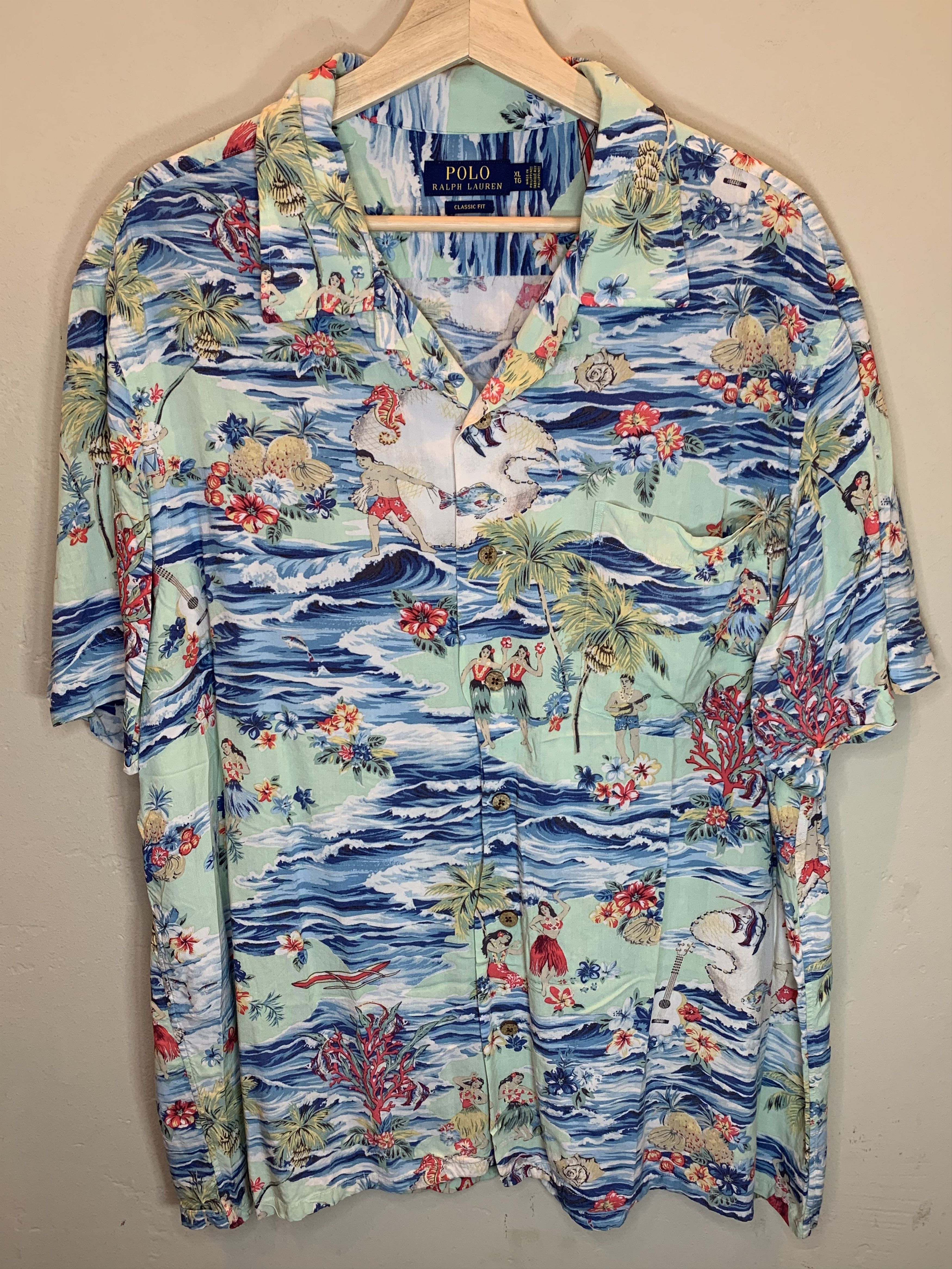 Polo Ralph Lauren RARE* Polo Ralph Lauren Surf Tiki Hawaiian Camp Button Shirt Size US XL / EU 56 / 4 - 1 Thumbnail