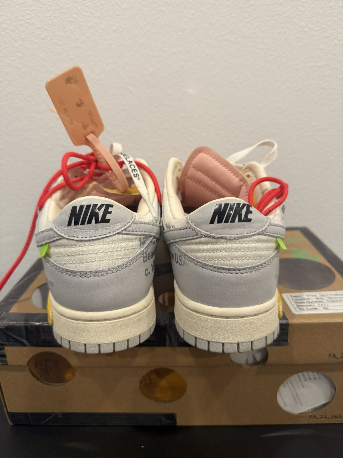 Nike × Off-White × Virgil Abloh Nike Dunk Low Sail/Neutral Grey Size US 9 / EU 42 - 4 Thumbnail