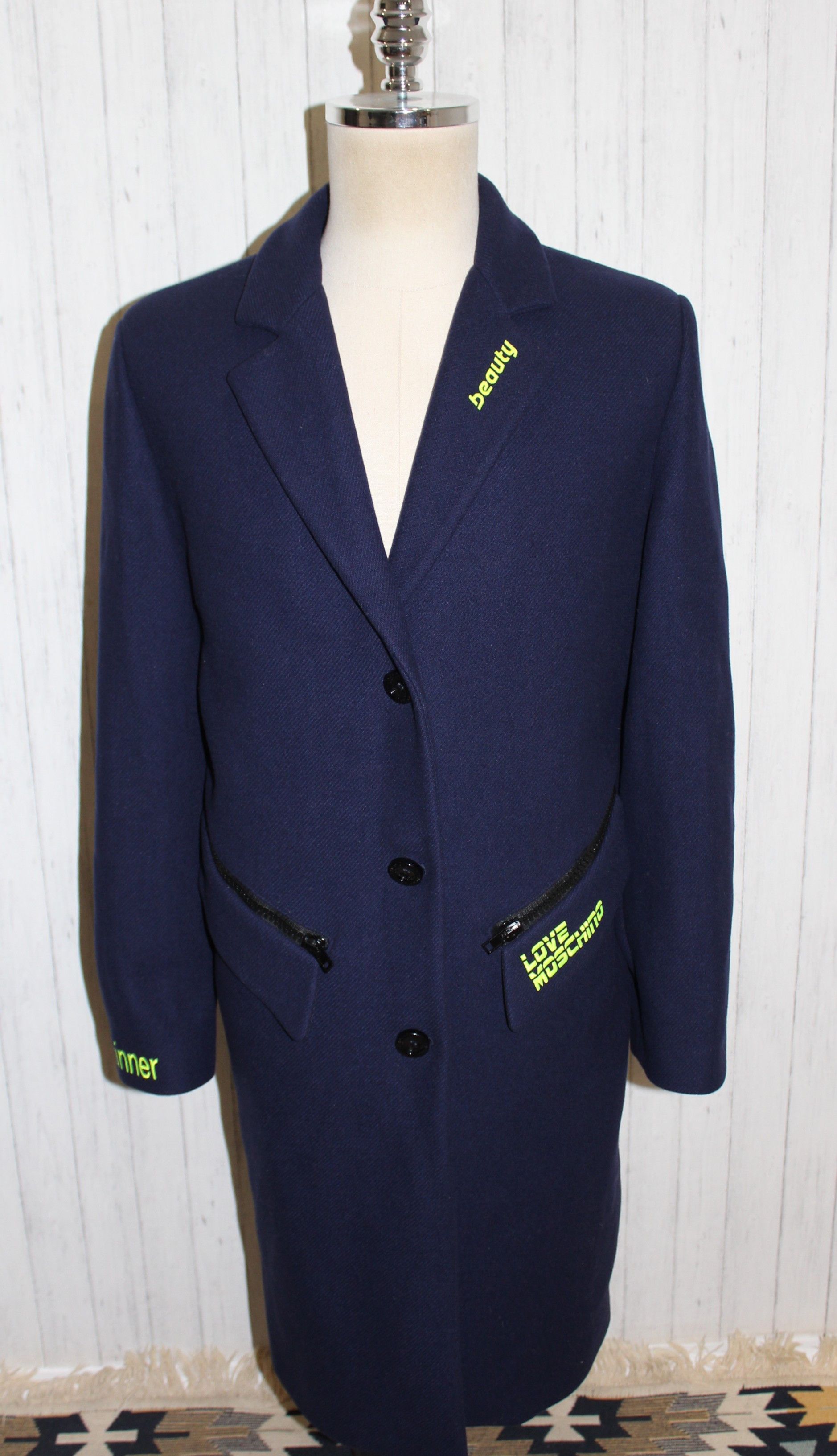 Love Moschino Love Moschino Blue Wool Coat Size UK 12 US 8 Size M / US 6-8 / IT 42-44 - 4 Thumbnail