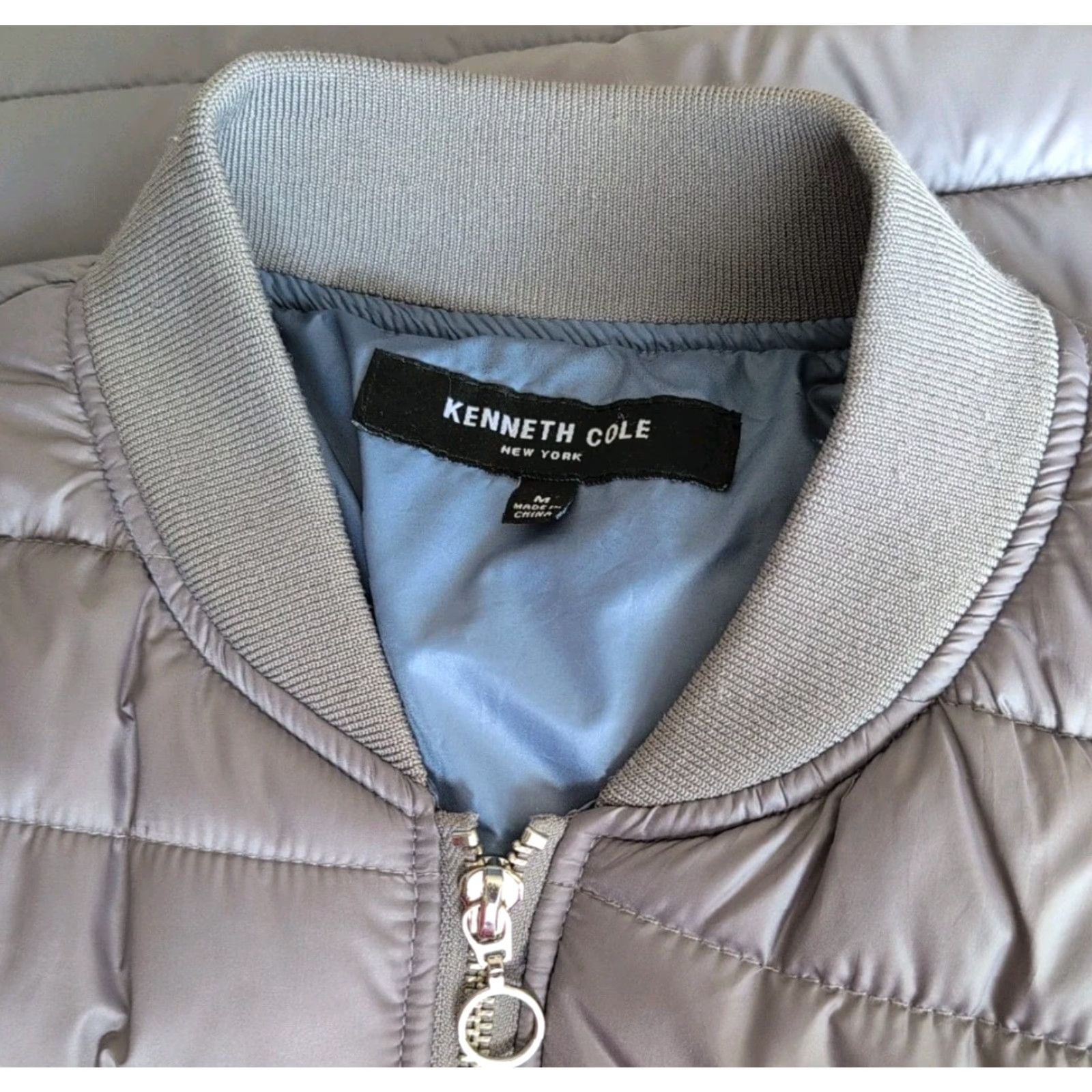 Kenneth Cole KENNETH COLE Womens Coat M Gray Puffy Lined Knee Length Zipup Pockets Mockneck Size M / US 6-8 / IT 42-44 - 3 Thumbnail