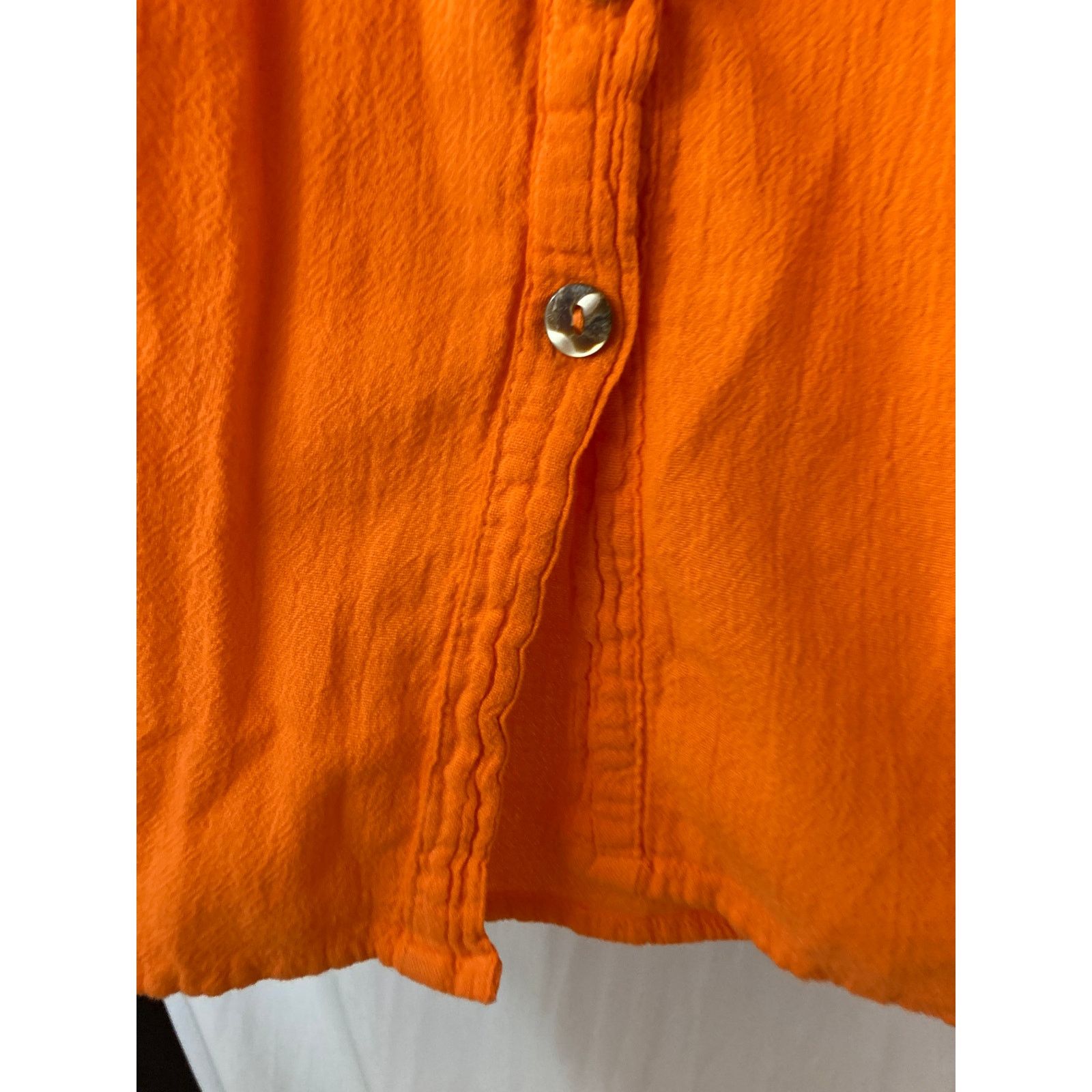 Other Dunes Orange Shell Buttons Textured Button Up Blouse Top Size L / US 10 / IT 46 - 9 Thumbnail