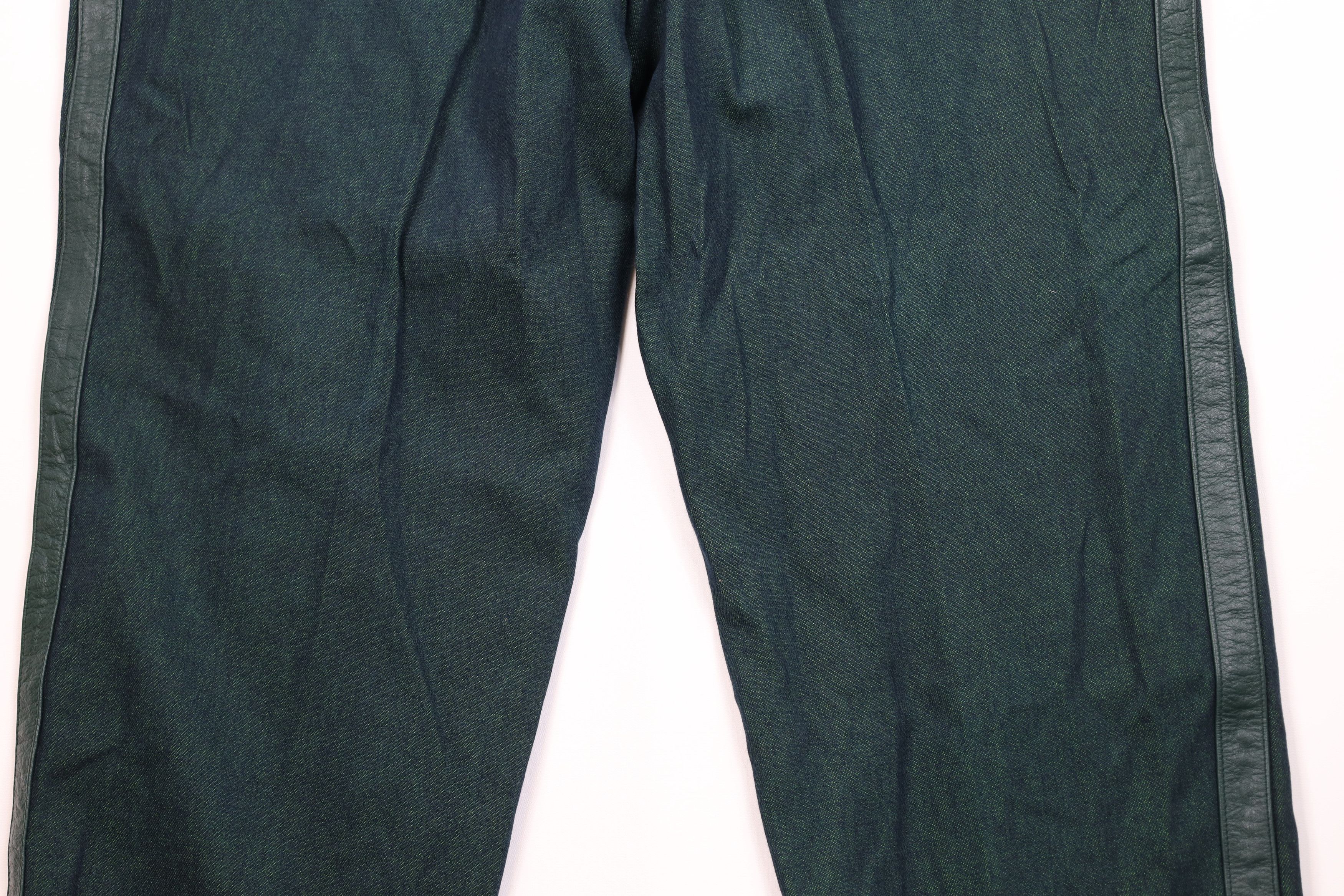 Vintage Vintage 90s Streetwear Trim Baggy Wide Leg Denim Jeans Green Size US 38 / EU 54 - 9 Thumbnail