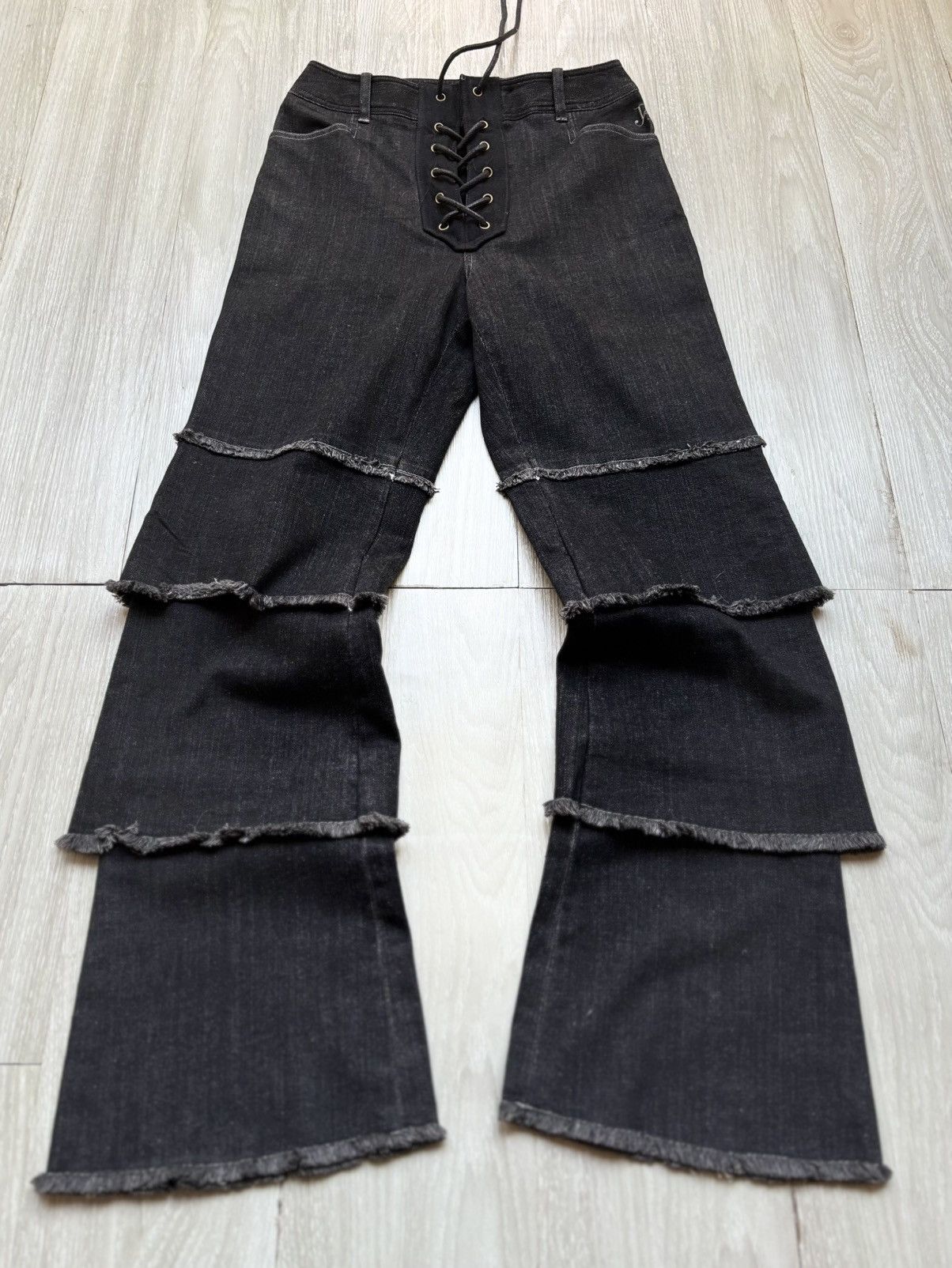 lace-up flare jeans