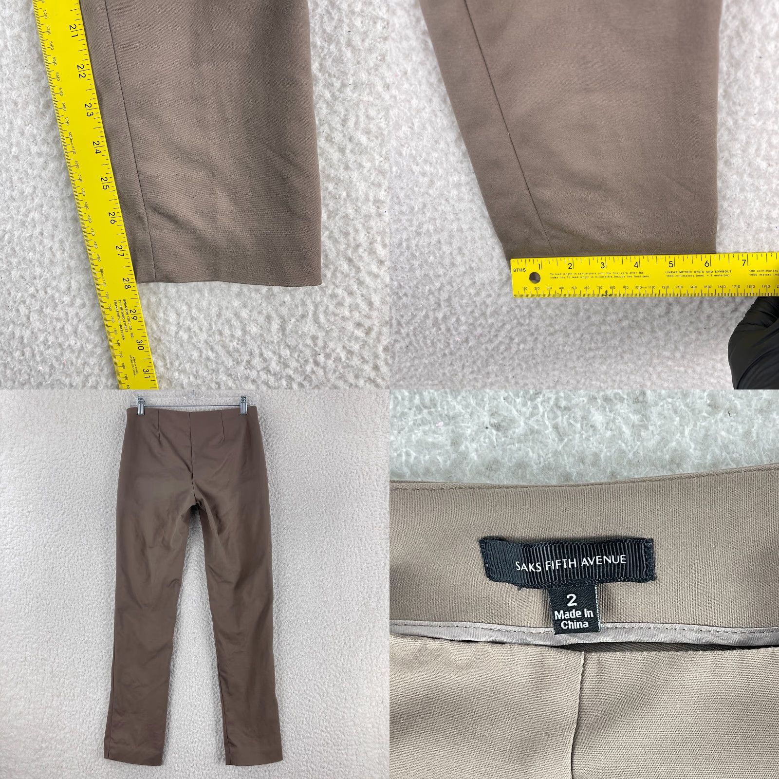 Saks Fifth Avenue Saks Fifth Avenue Dress Pants Womens Size 2 Skinny Leg Mid-Rise Flat Front Brown Color Black Friday? Size 26" / US 2 / IT 38 - 8 Thumbnail