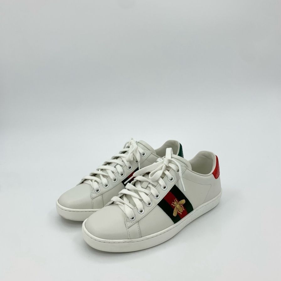 Gucci [Gucci] Bee-Embroidery Striped Casual Sneakers 36.5 White Size US 6.5 / IT 36.5 - 8 Thumbnail