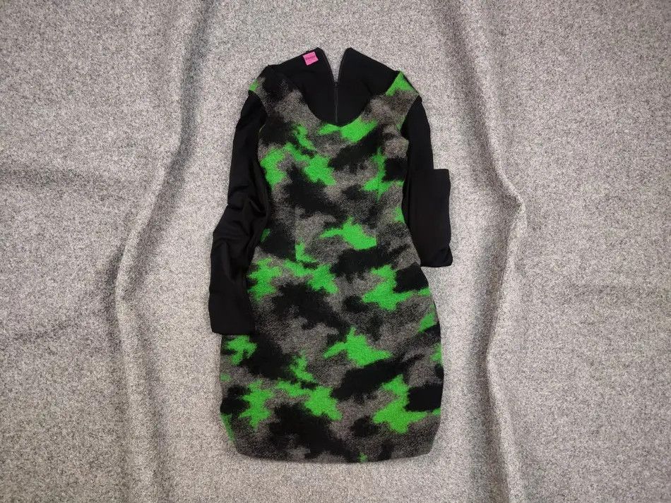Designer Save The Queen dress Long Sleeve Jersey Wool Camo Size L / US 10 / IT 46 - 1 Thumbnail