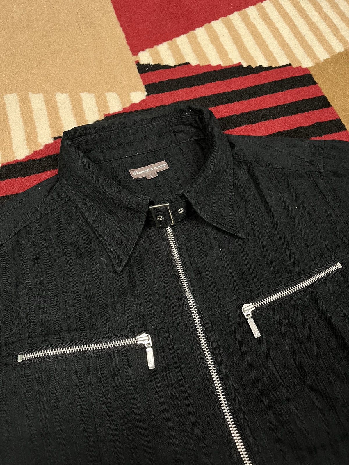 Japanese Brand D’Homme A Homme Black Zipper Shirt Size US M / EU 48-50 / 2 - 4 Thumbnail