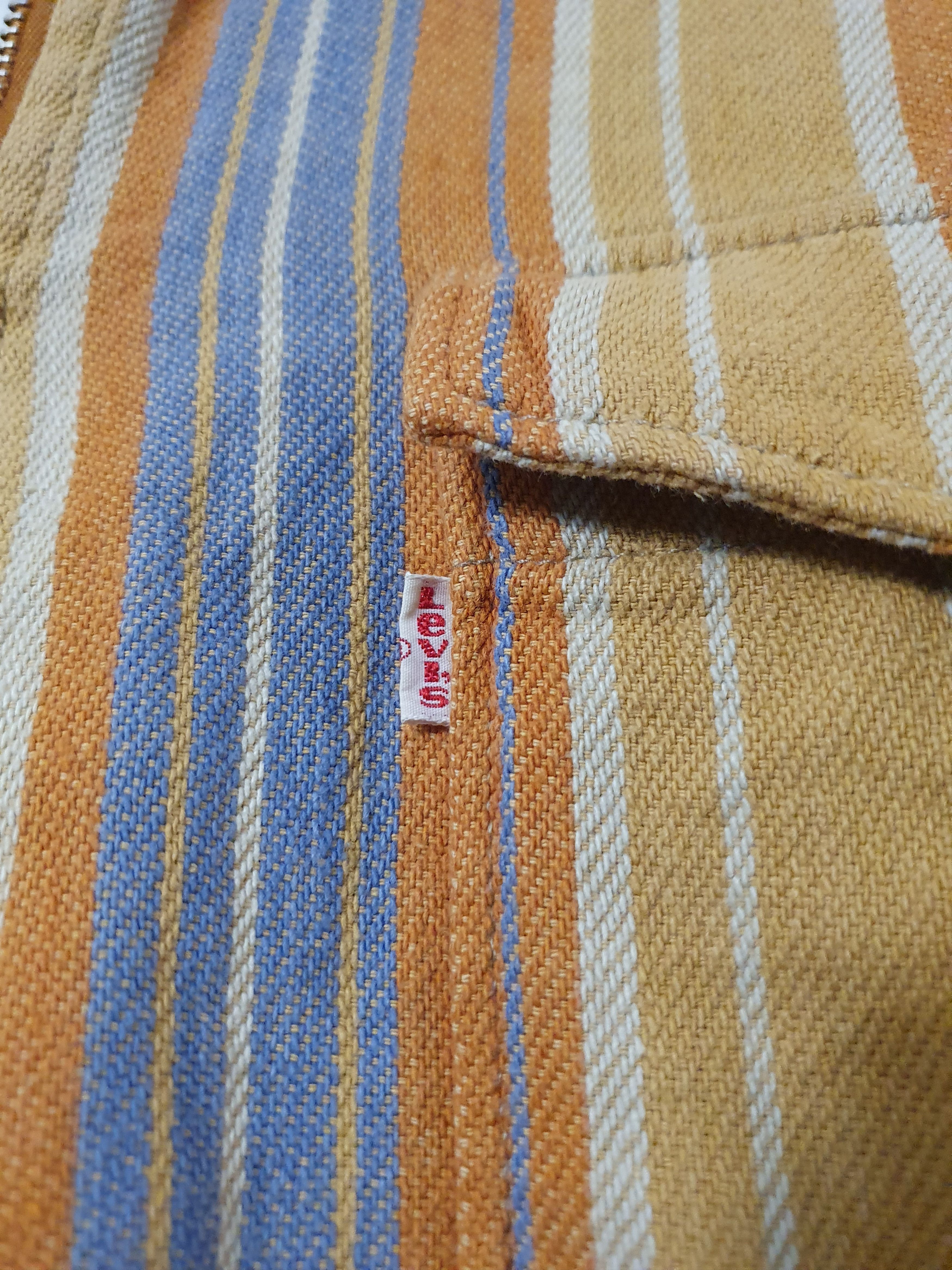 Levi's × Vintage 80's Levis Vintage Striped ZIP Double Pocket Sweatshirt Size US L / EU 52-54 / 3 - 6 Thumbnail