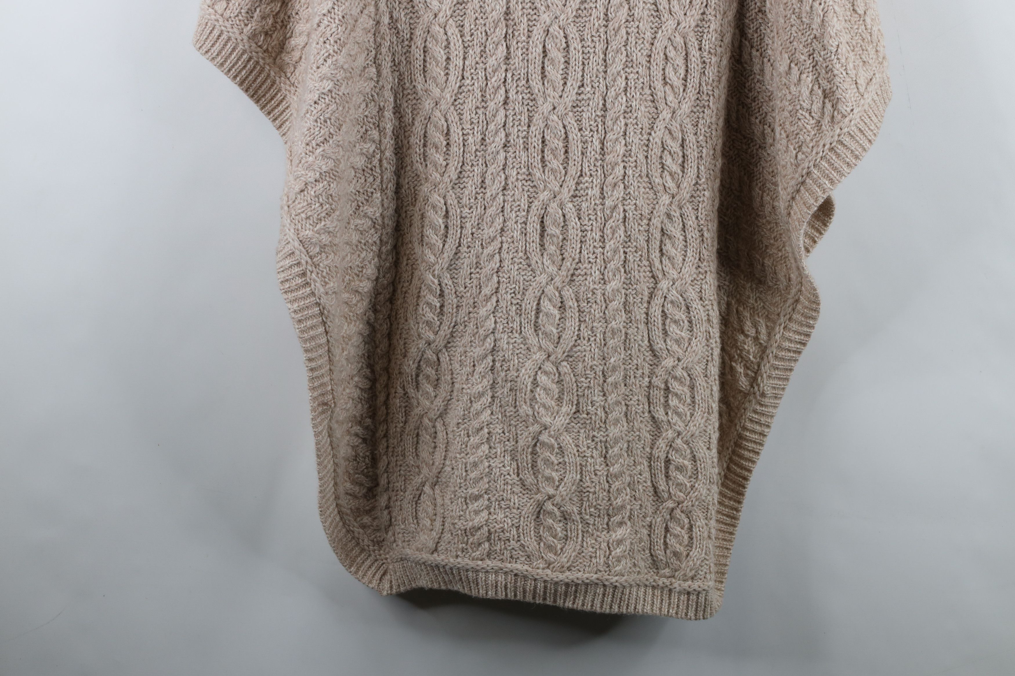 Vintage Vintage 90s Donegal Wool Knit Fisherman Poncho Sweater Beige Size S / US 4 / IT 40 - 15 Thumbnail