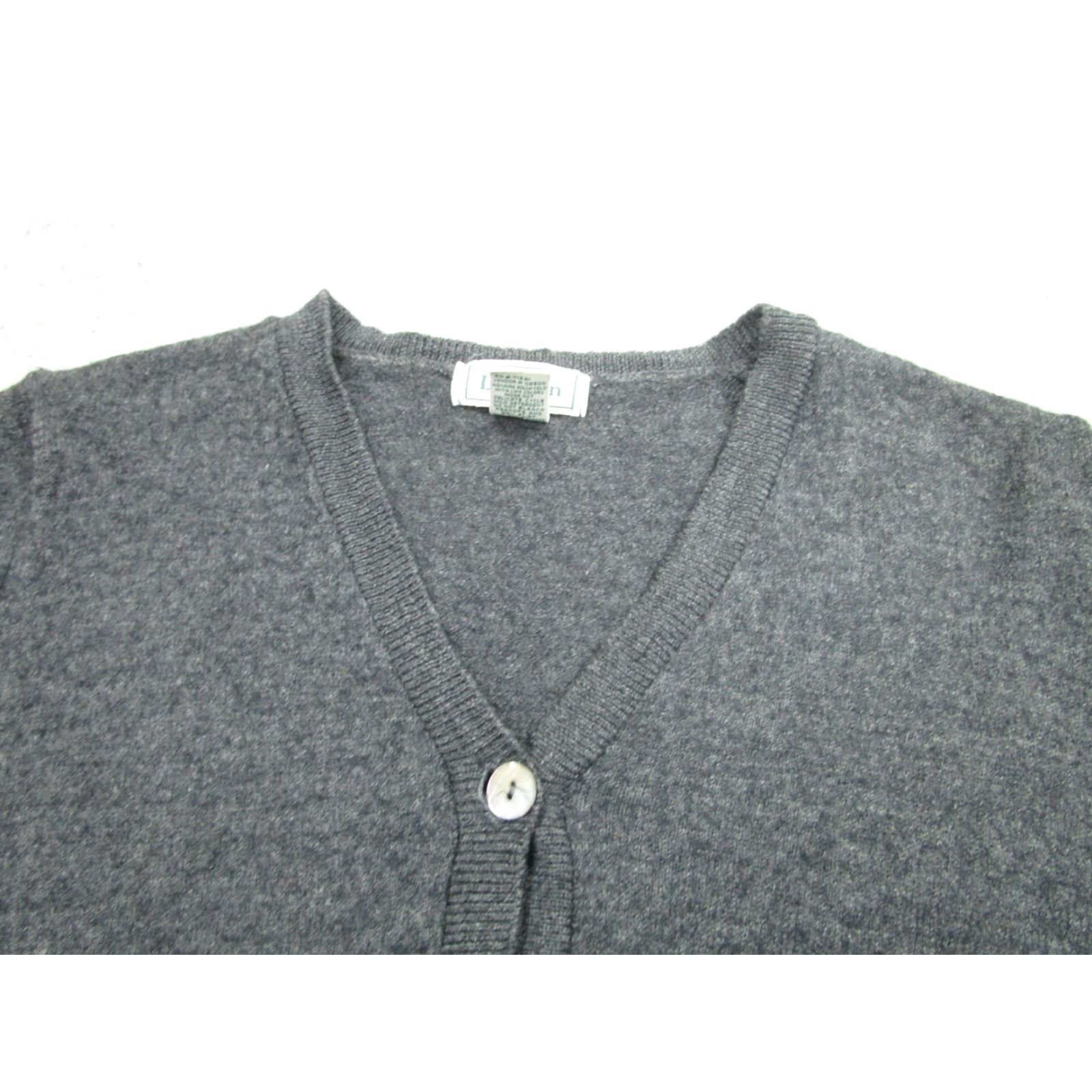 VINTAGE L.L.Bean Cardigan Sweater Womens L Gray 100% Lambswool Scotland 90s