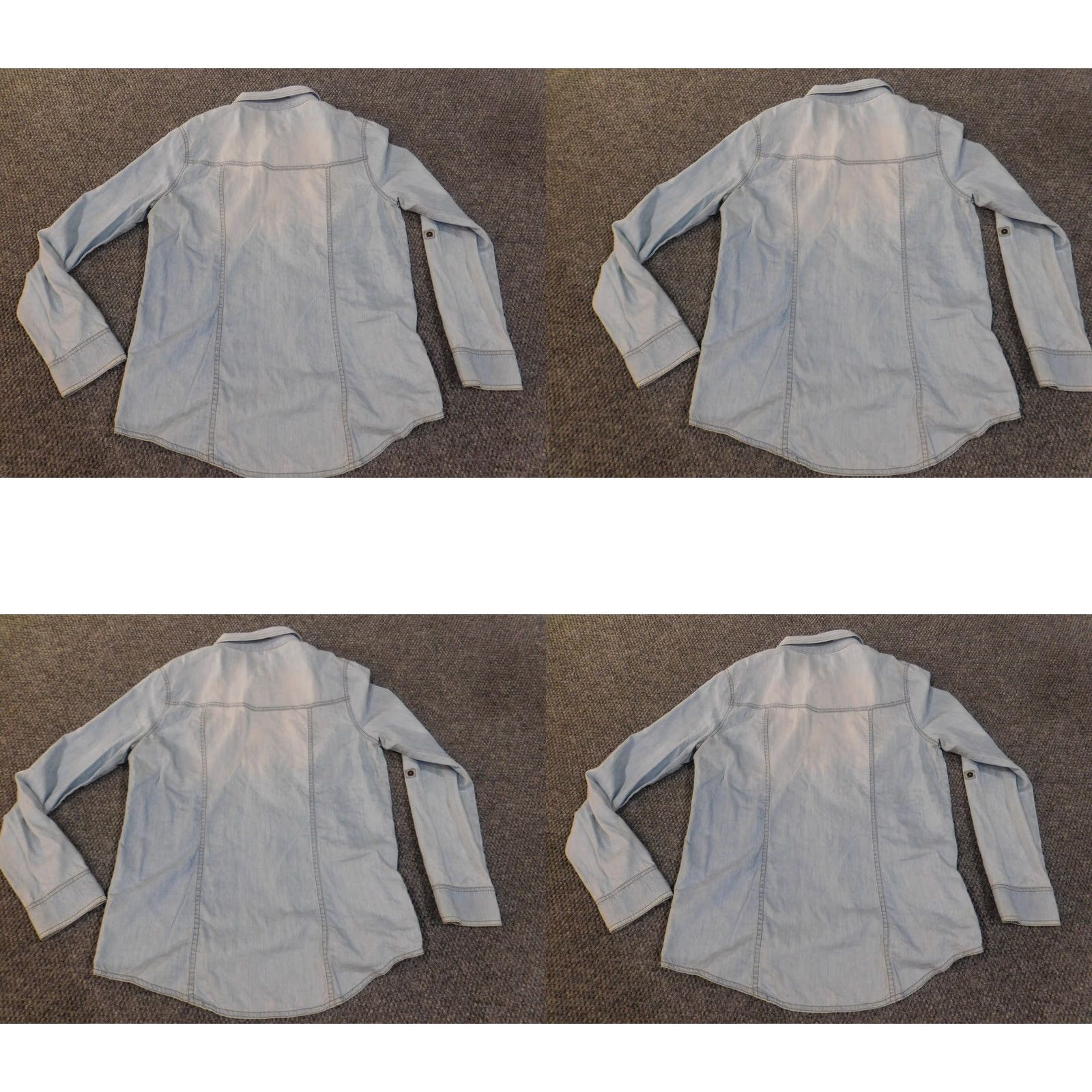 Vintage Rock & Republic Womens Button-Up Top Denim Blue L Retro Pockets Cotton Lyocell Long Sleeve Shirt Size L / US 10 / IT 46 - 8 Thumbnail