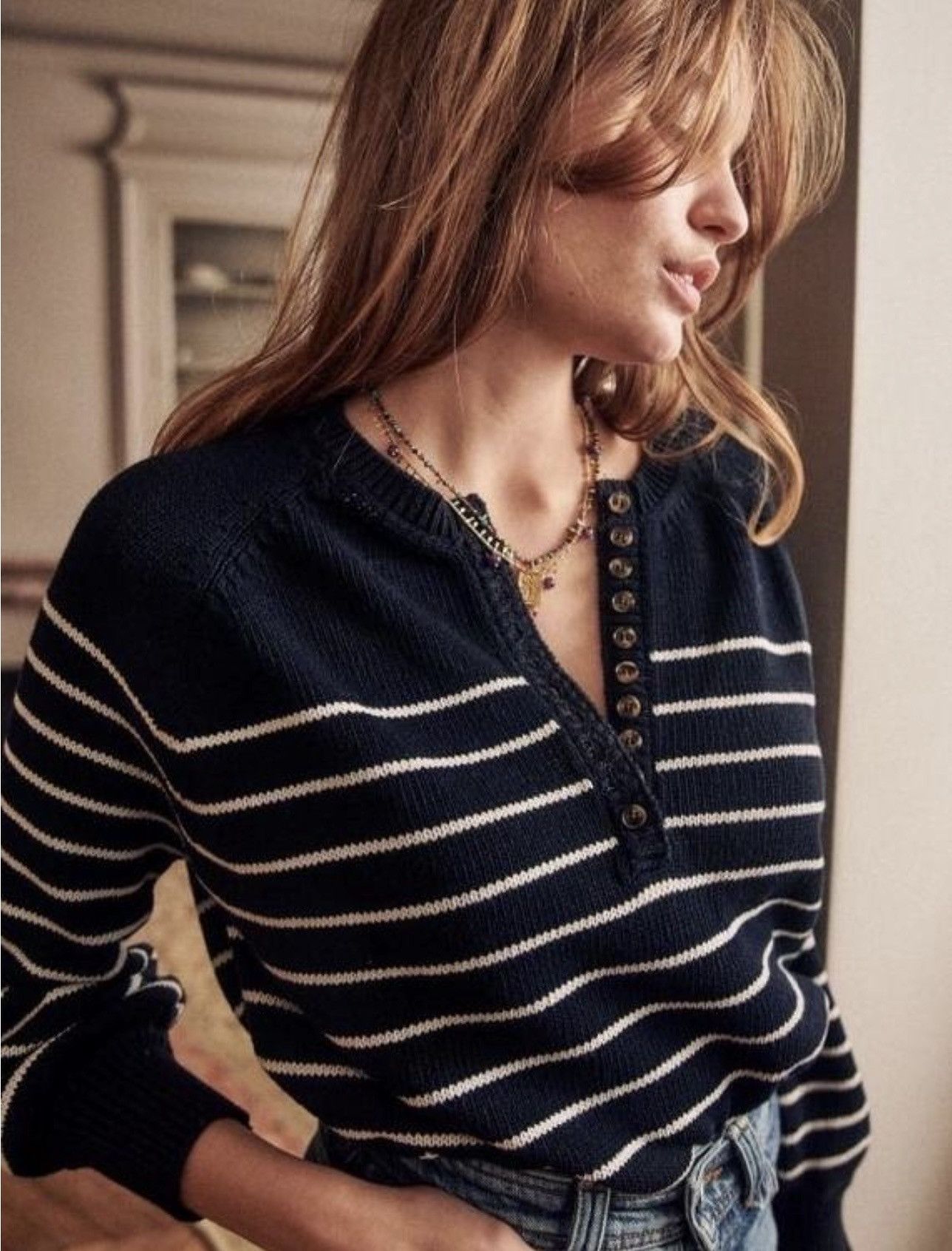 Designer × Sezane Sezane Paris oldmoney style striped sweater Size L / US 10 / IT 46 - 2 Thumbnail