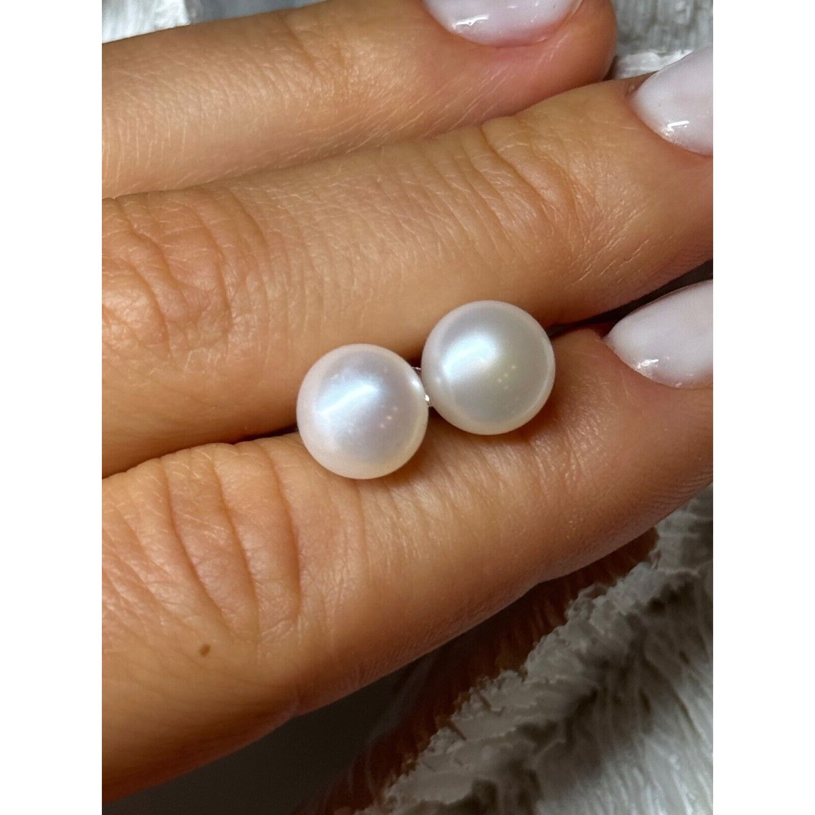 Jewelry 925 STERLING SILVER FRESH WATER PEARL EARRINGS LENGTH 0.35 Size ONE SIZE - 9 Thumbnail