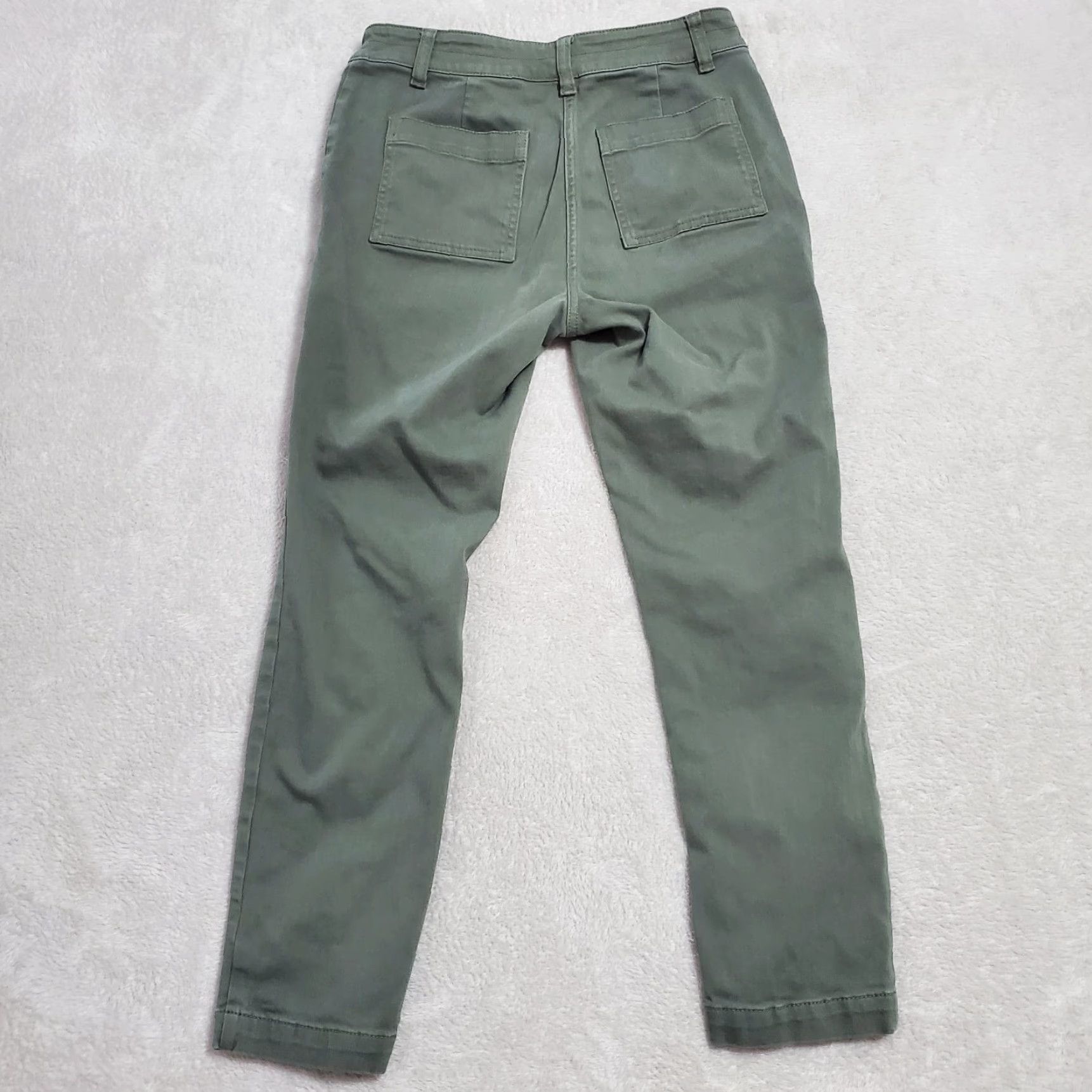J. Jill VINTAGE J Jill Pants Women Petite 4 Olive Green Embroidered Mid Rise Skinny Cargo Jeans Girls Womens Size 27" / US 4 / IT 40 - 2 Thumbnail