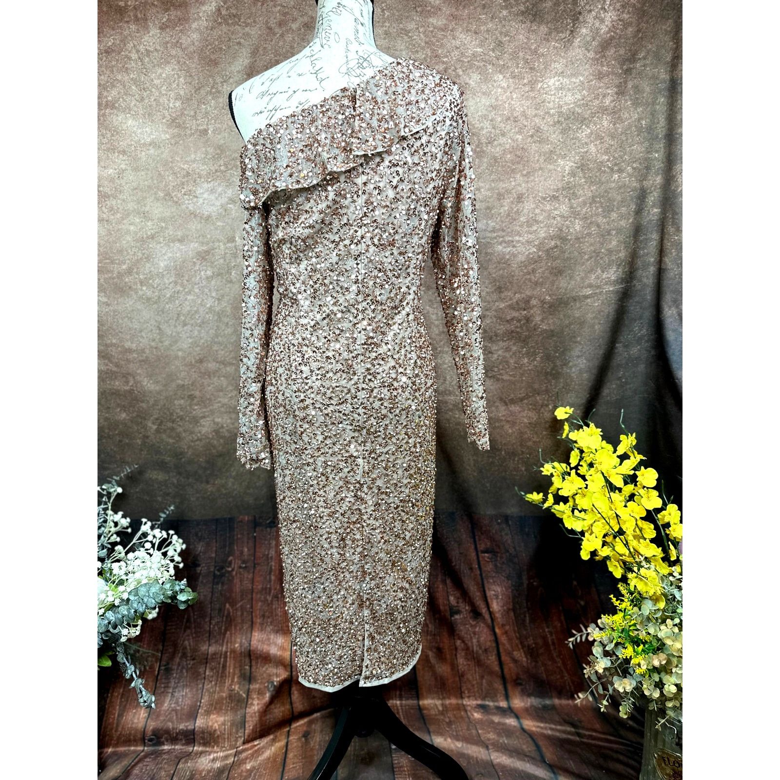Other Mac Duggal Sequin Off the Shoulder Midi Dress Copper size 12 Size XL / US 12-14 / IT 48-50 - 11 Thumbnail