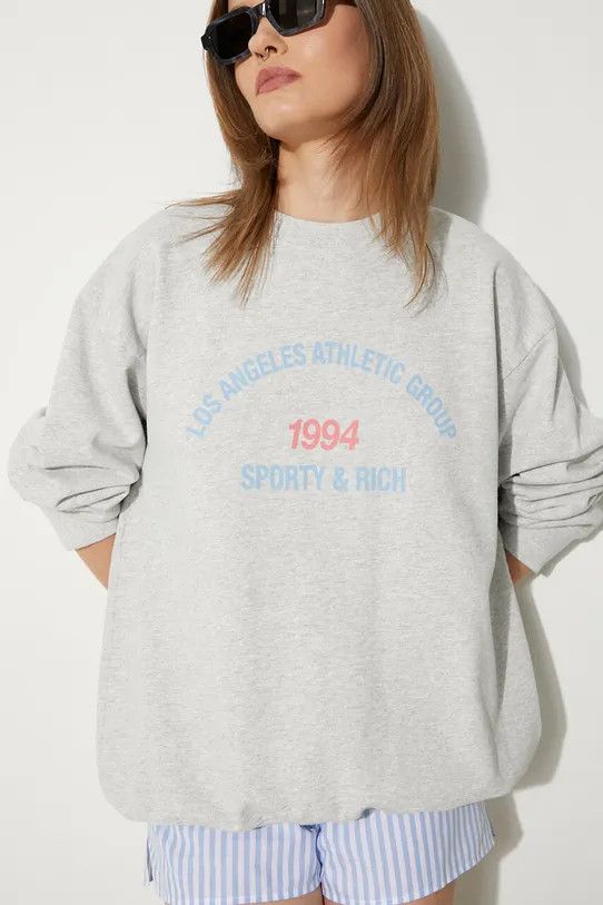 Sporty & Rich o1mle0525 LA Athletic Group Crewneck Sweatshirt Heather Grey Size L / US 10 / IT 46 - 1 Thumbnail