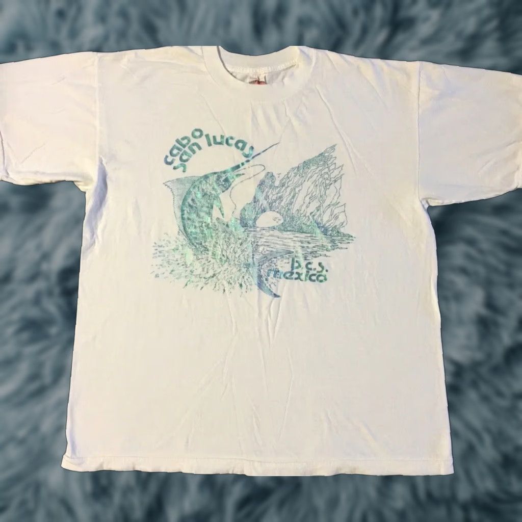 Vintage VINTAGE Cabo Swordfish Shirt M White 90s 80s Beach Tropical Art Grunge Mexico Fish Surf Hawaii Aloha Retro Rock Mens Size US M / EU 48-50 / 2 - 1 Thumbnail