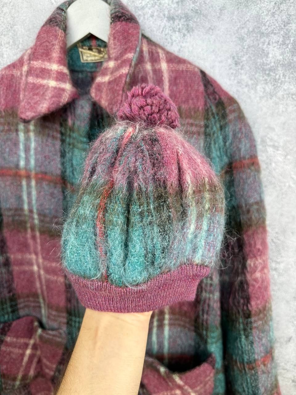 Designer Andrew Stewart 80s Mohair Wool Tartan Sleeveless Coat+Hat Size L / US 10 / IT 46 - 7 Thumbnail