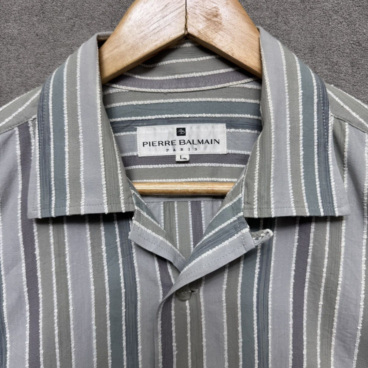 Balmain Pierre Balmain Open Collar Relaxed Fit Multicolor Striped Size US L / EU 52-54 / 3 - 9 Thumbnail