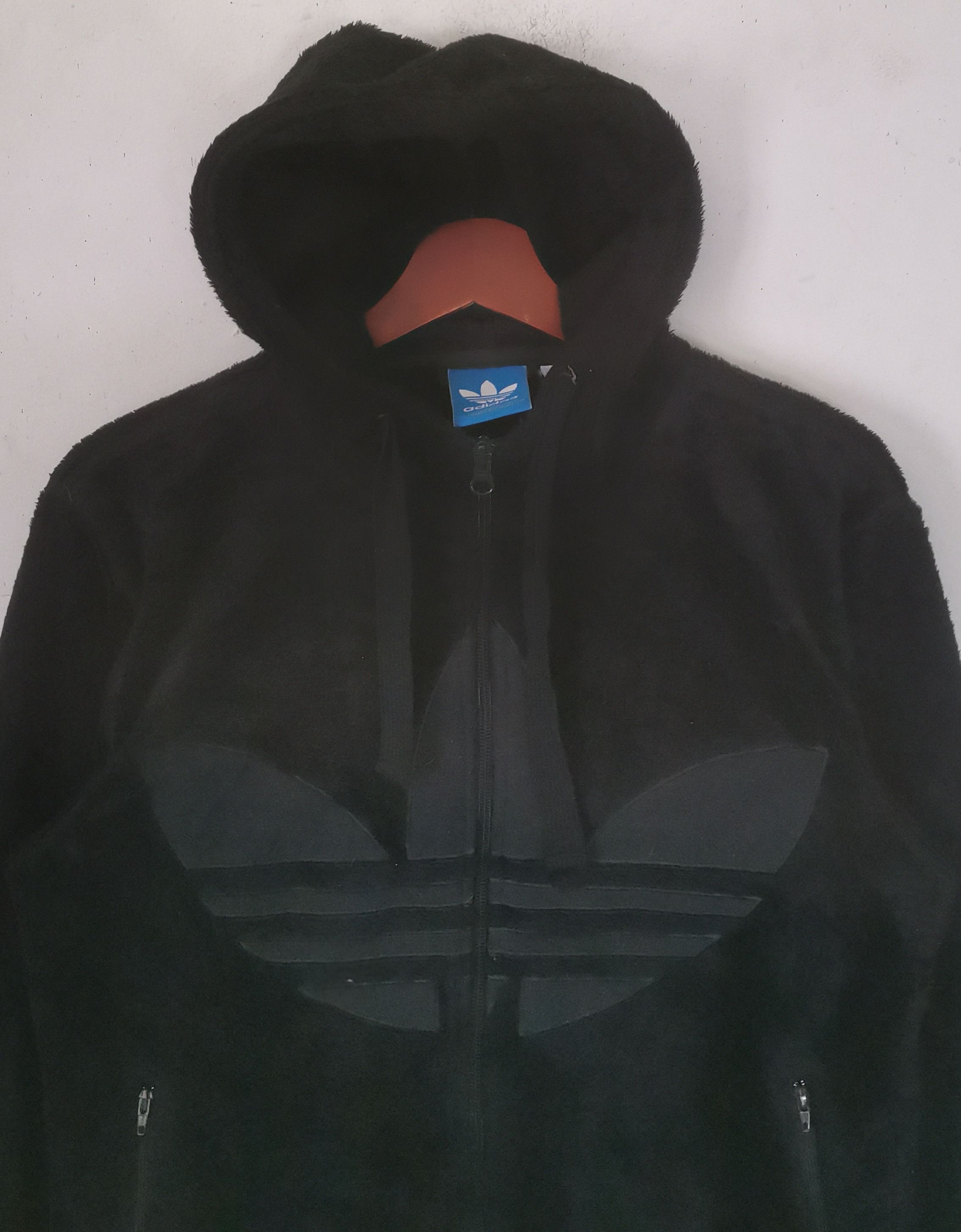 Adidas × Vintage Rare Adidas fleece jacket hoodies big logo black colour Size M / US 6-8 / IT 42-44 - 2 Thumbnail