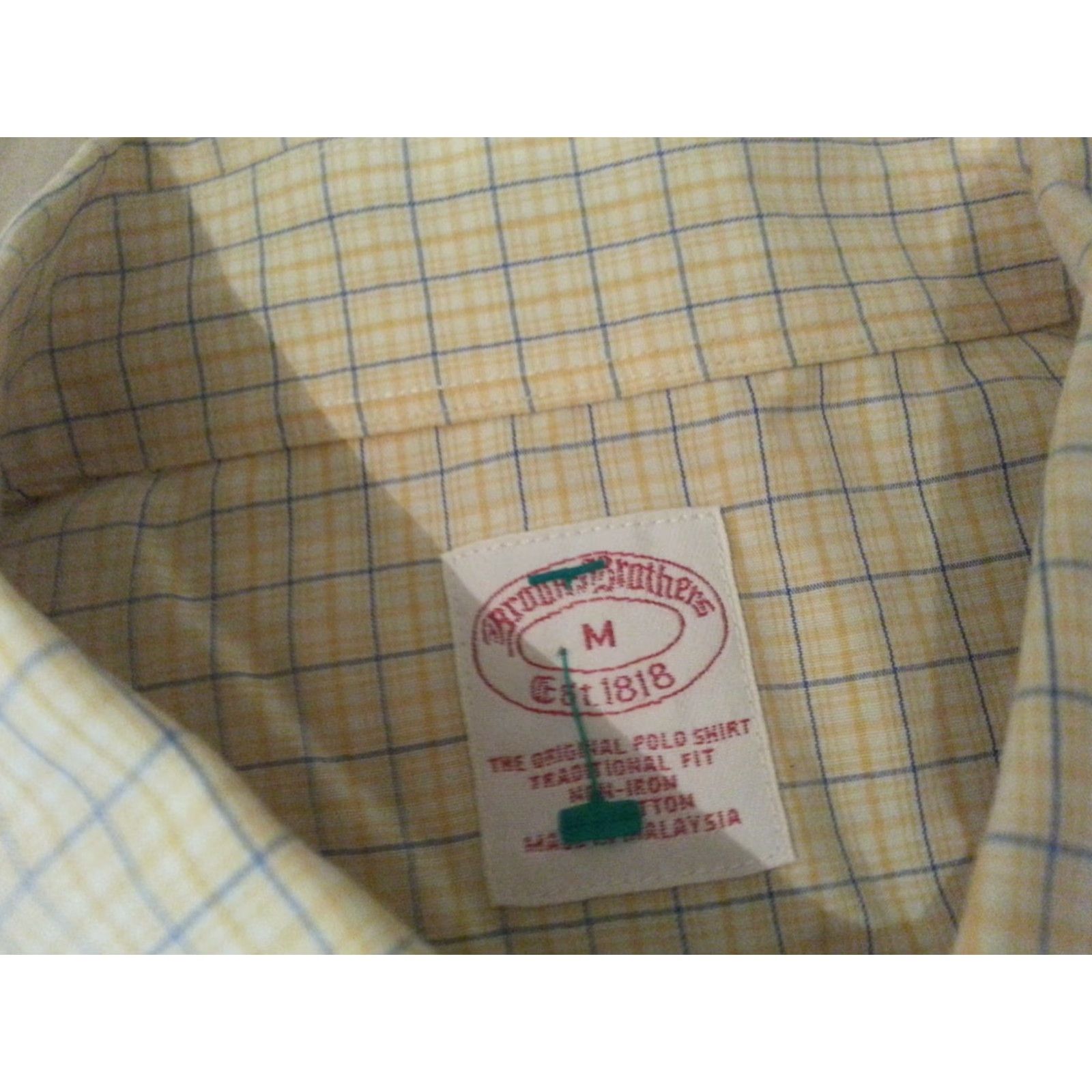 Brooks Brothers Brooks Brothers Dress Shirt Mens M Medium Yellow Button Cotton Size 40R - 4 Thumbnail