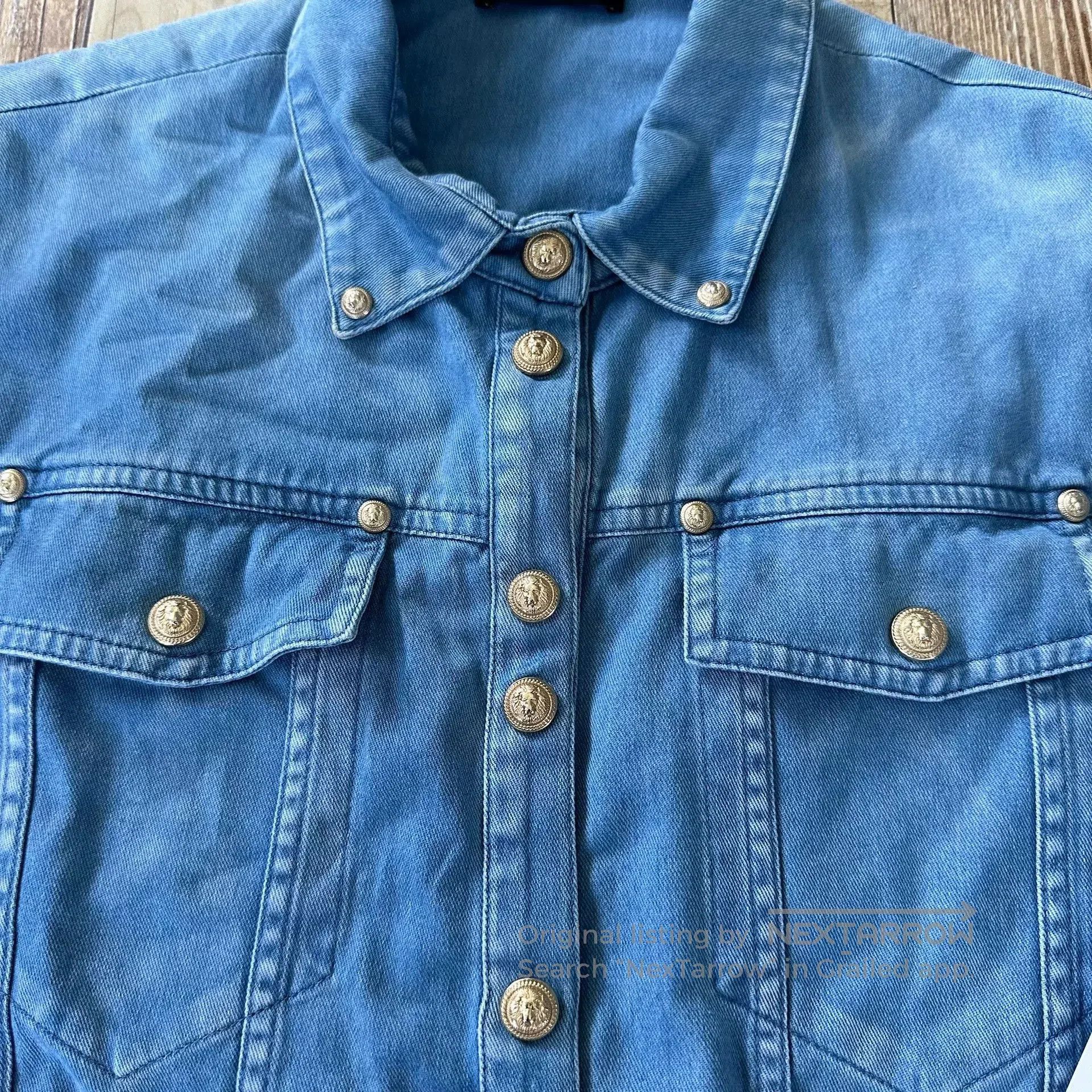 Balmain Balmain Lion Head Button Denim Shirt. Size US XS / EU 42 / 0 - 6 Thumbnail