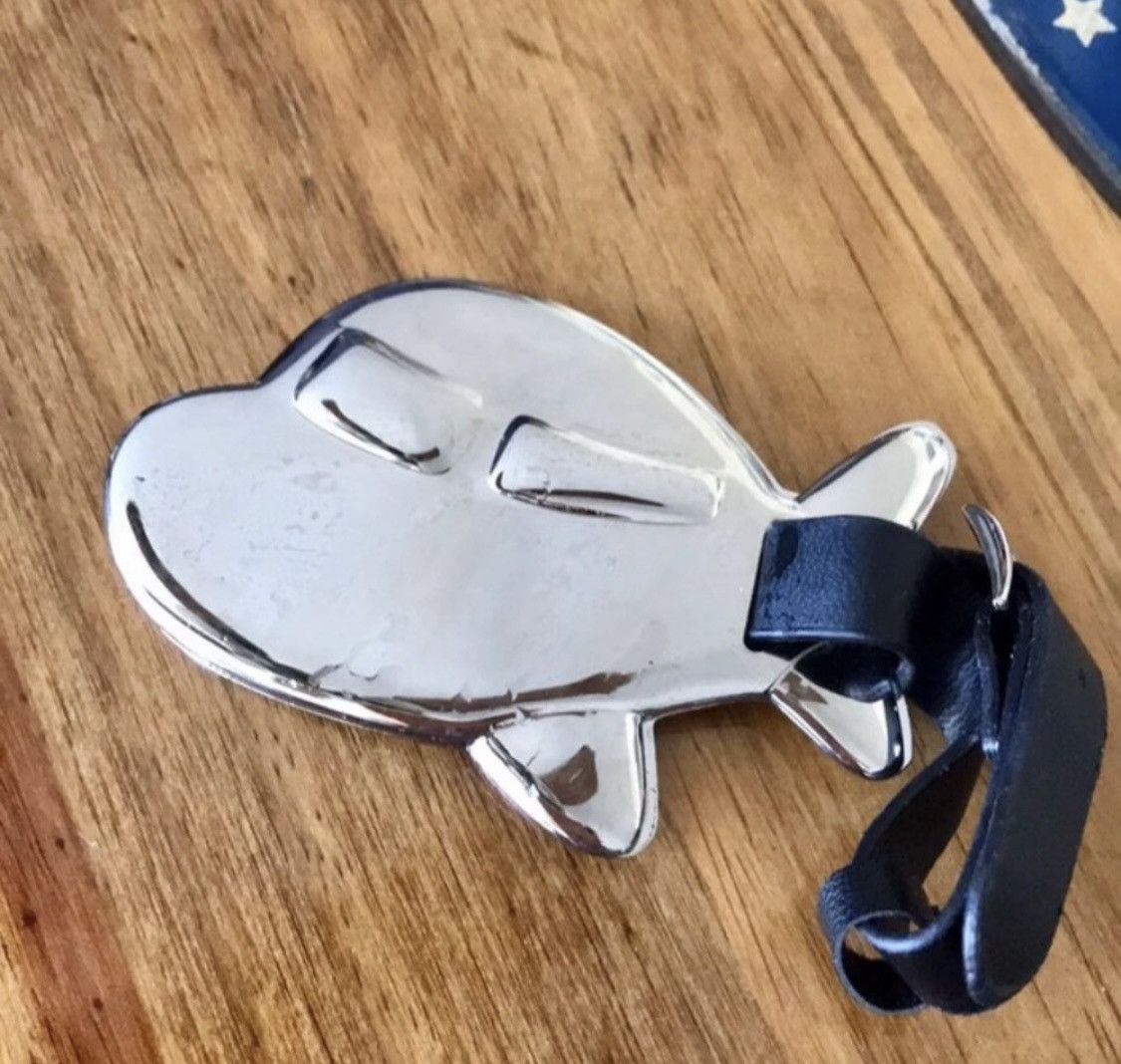 Vintage VINTAGE SILVER AIRPLANE LUGGAGE TAG WITH LEATHER STRAP Size ONE SIZE - 4 Thumbnail
