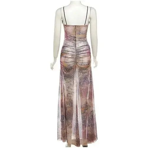 Japanese Brand Women Sexy Hollow Out Printed Maxi Dress Size S / US 4 / IT 40 - 5 Thumbnail